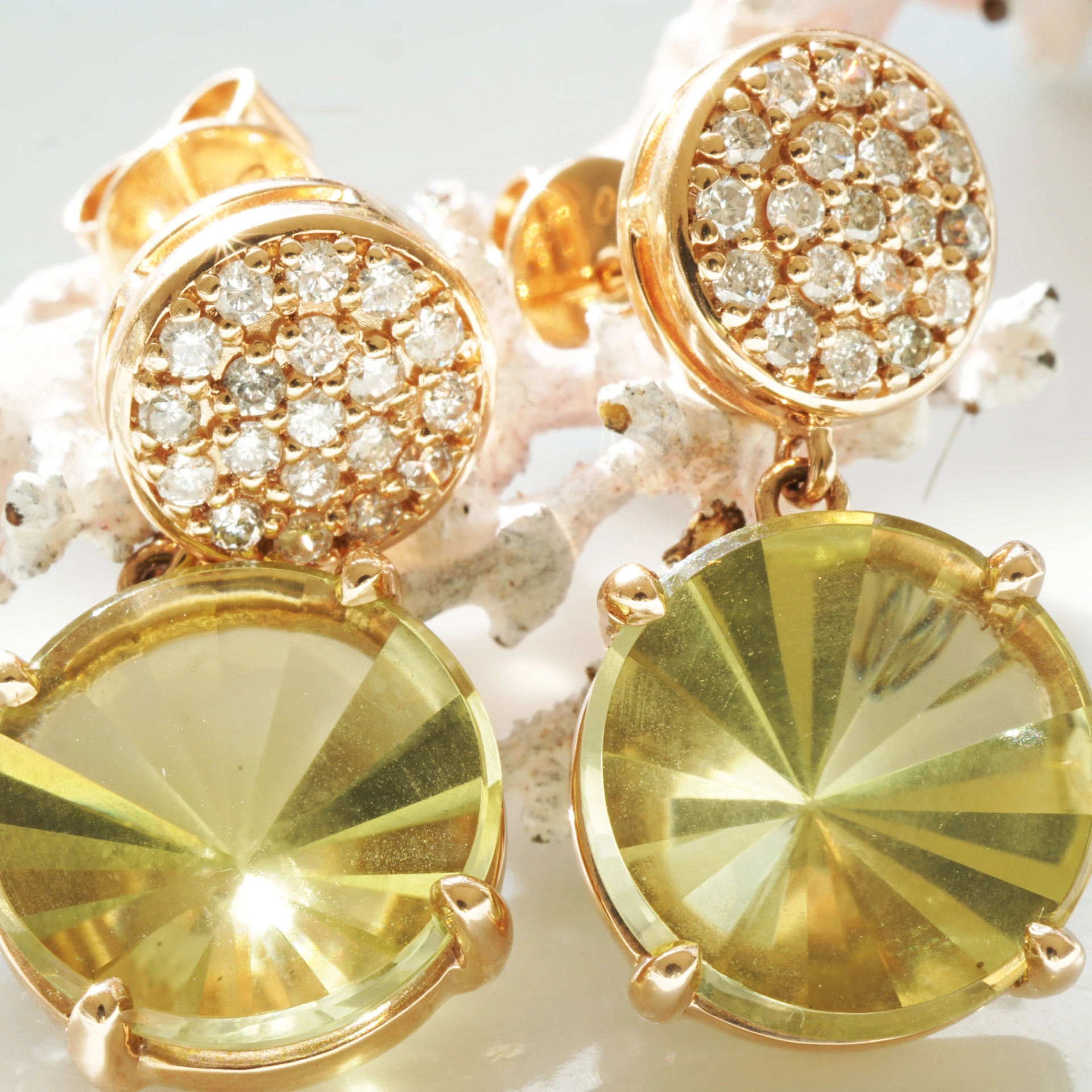 Mastercut Lemonquartz Diamond Earrings....cool modern Style