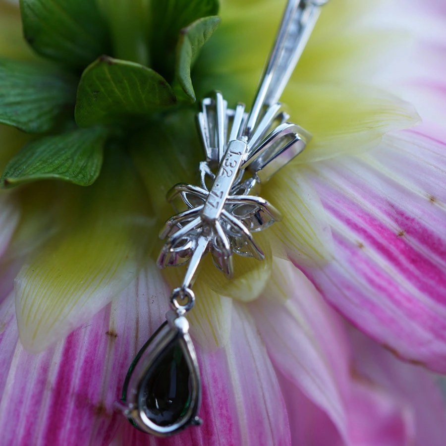 Demantoid Brillant Diamant Anhänger mit Kette 900er Platin