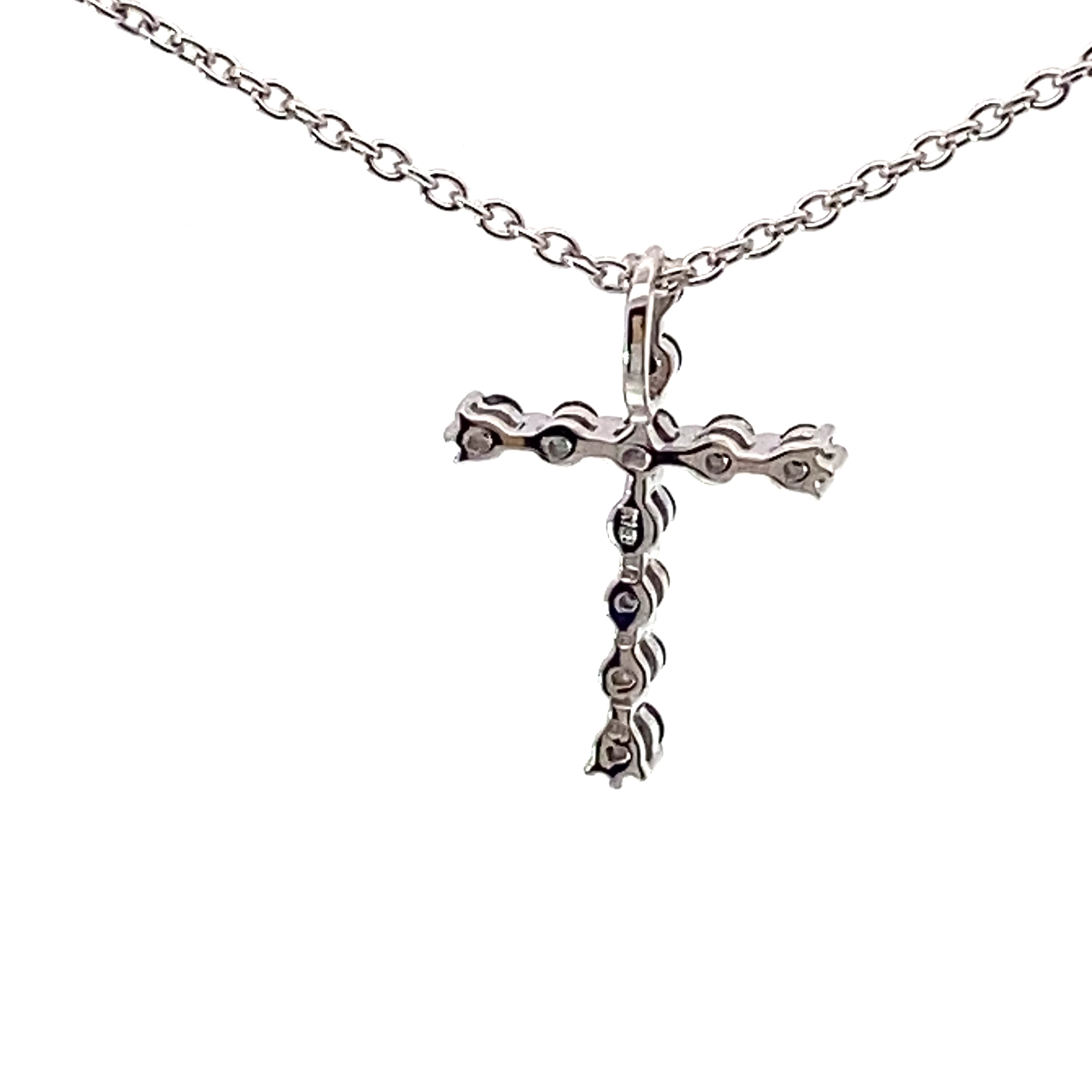 Black Diamond Brilliant Cross Pendant 0.15 ct 18 kt White Gold 