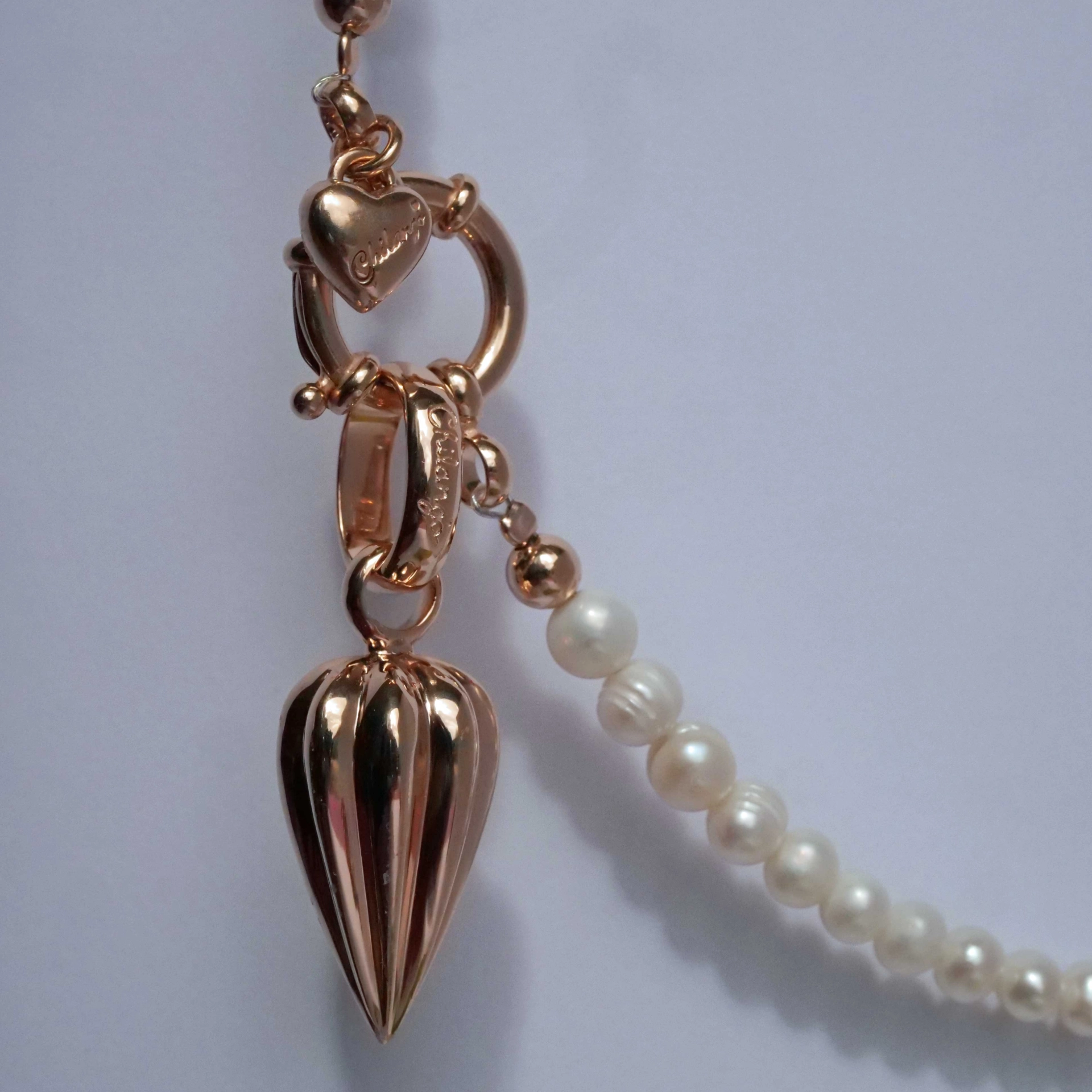 Chilango Pendant Stopper 925 Silver in 18 kt rose gold plated  51 x 17 mm