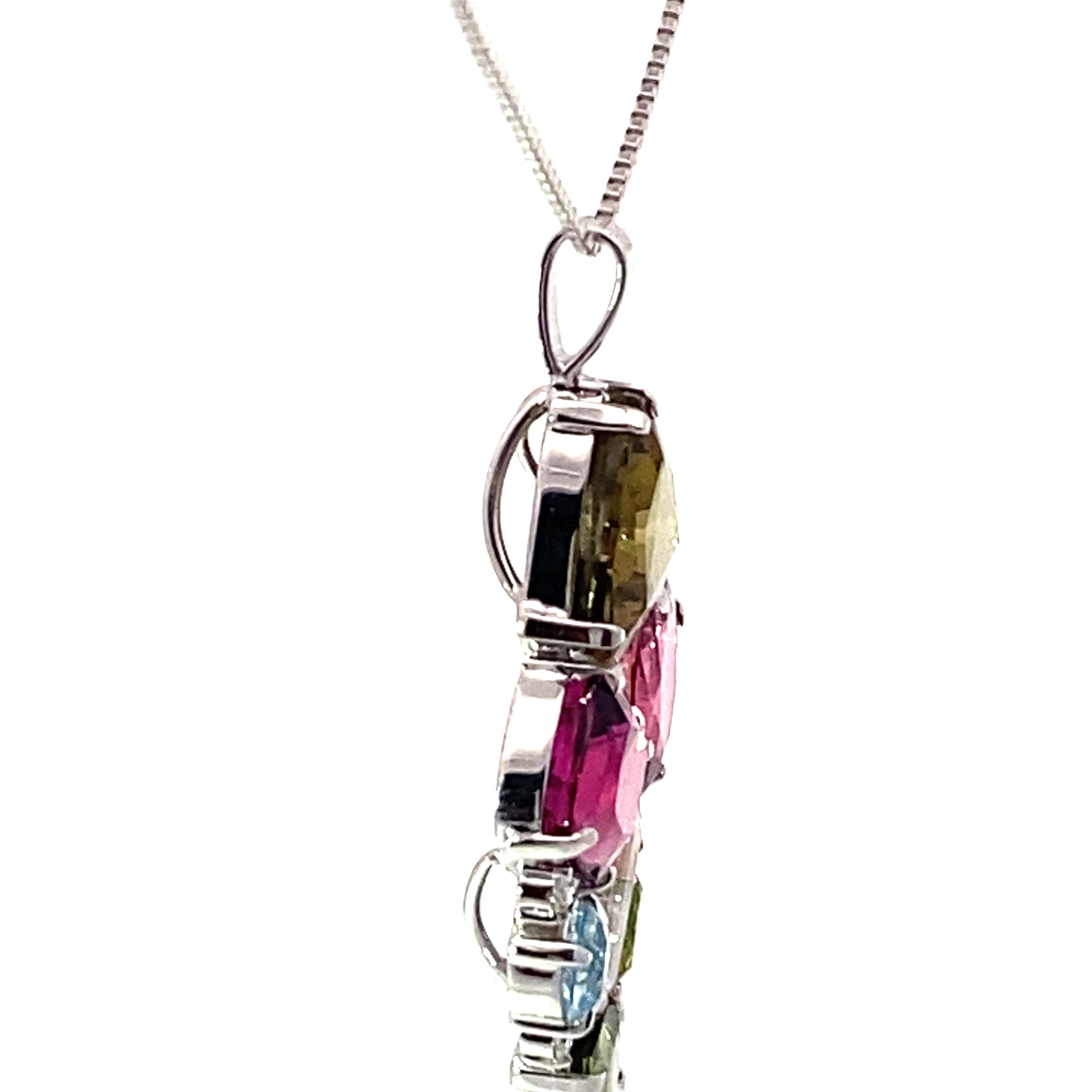Tourmaline Brilliant Pendant 750 White Gold... rare colors... pink, bicolor, yellow total 7 ct