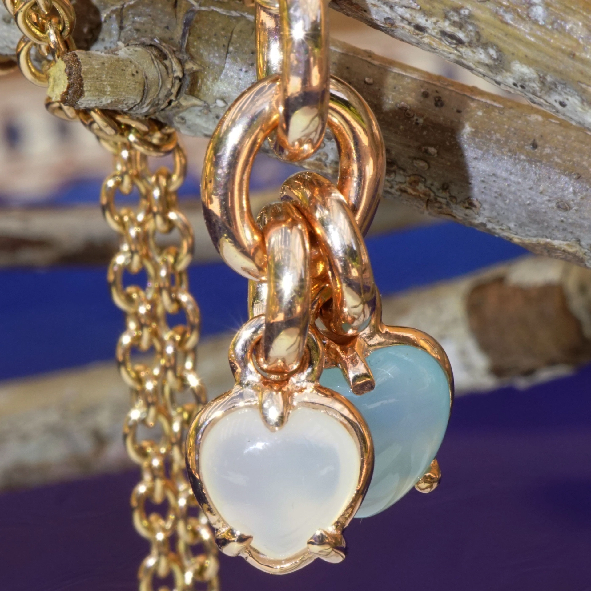 The best Silver Jewelery forever....Double Hearts with Calcedony