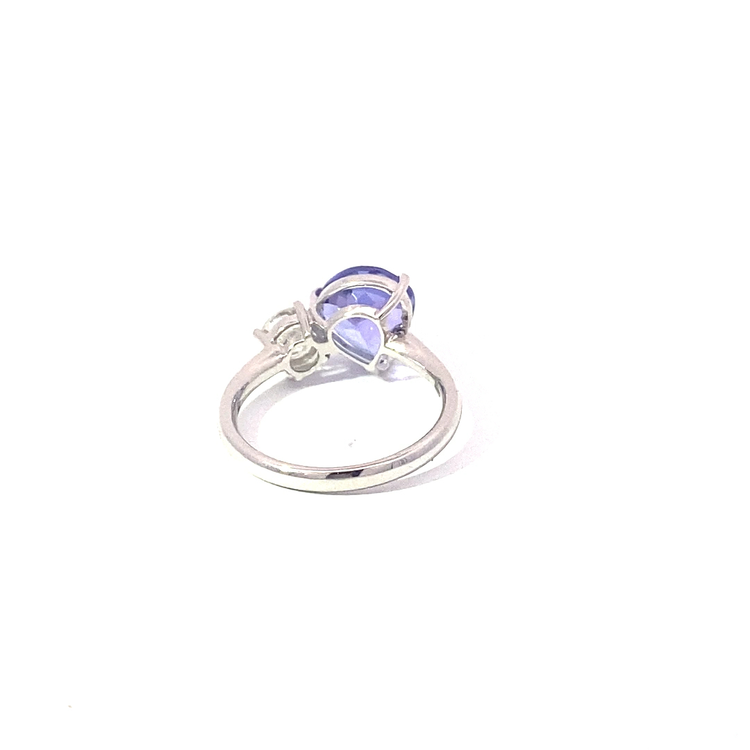 Tanzanite Brilliant Ring 750 White Gold 2.30 ct 0.42 ct great Design to combine as a Plug-in 