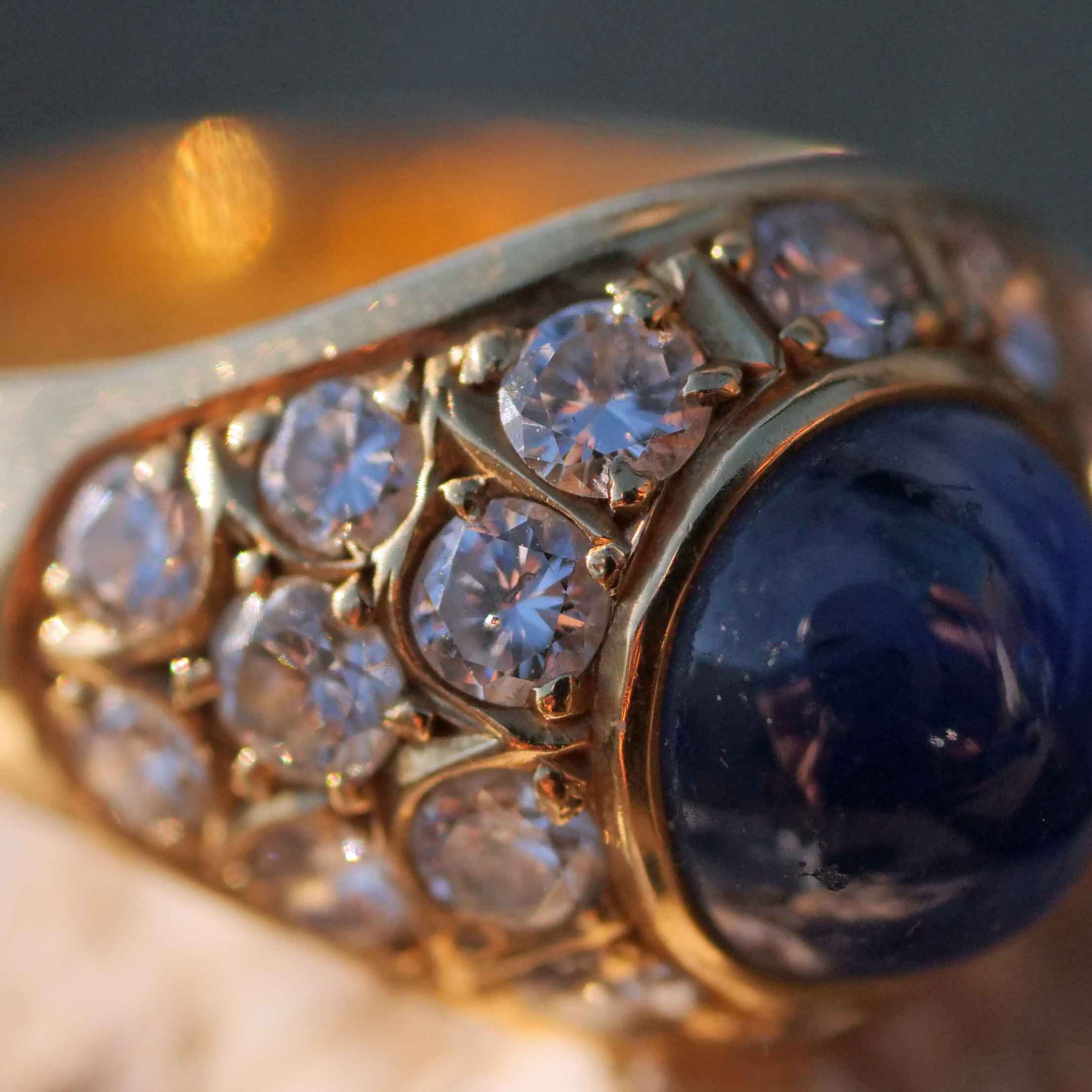 Saphire Brilliant Ring 18 kt Yellow Gold 1.44 ct TW-W / VS-SI