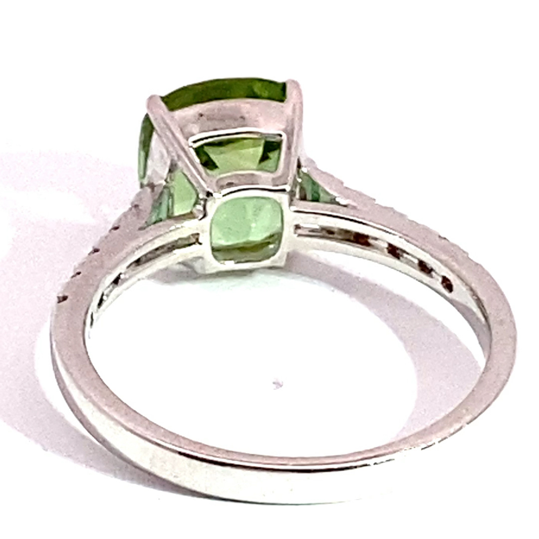 Lagun Green-Blue Tourmaline Brilliant Ring 750 White Gold 3.90 ct 0.27 ct Afghanistan Top Quality