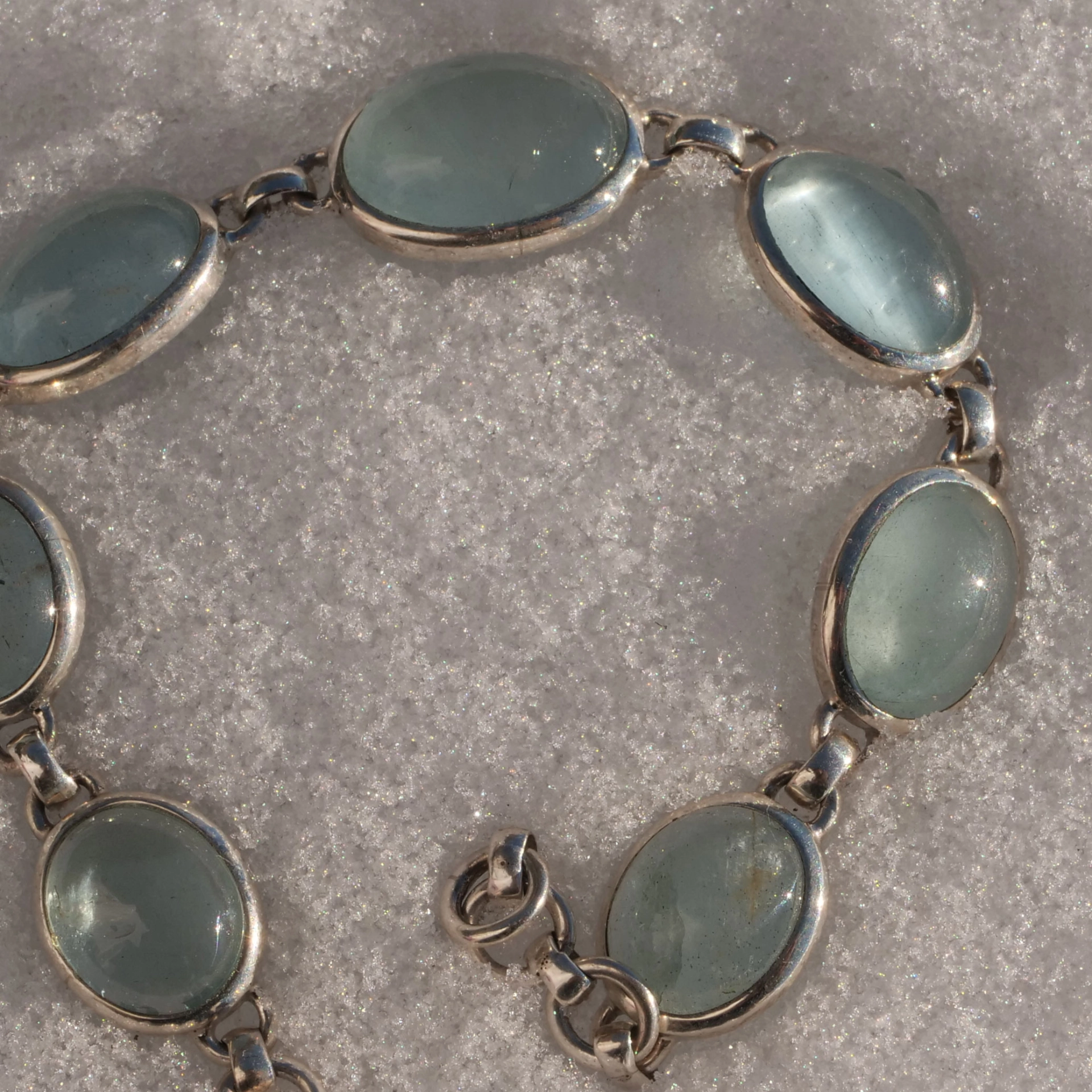Aquamarine Cabochon Bracelet 925 Silver modern Style