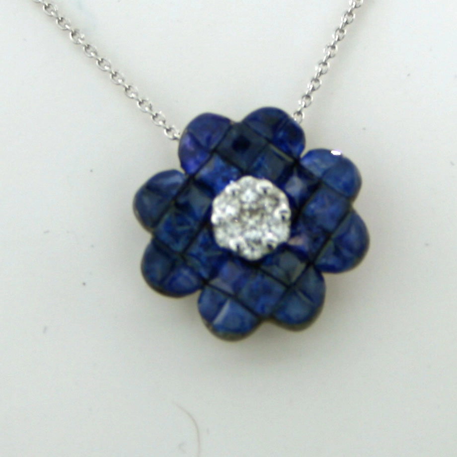 Saphir-Brillant-Anhänger, 750/-GG.