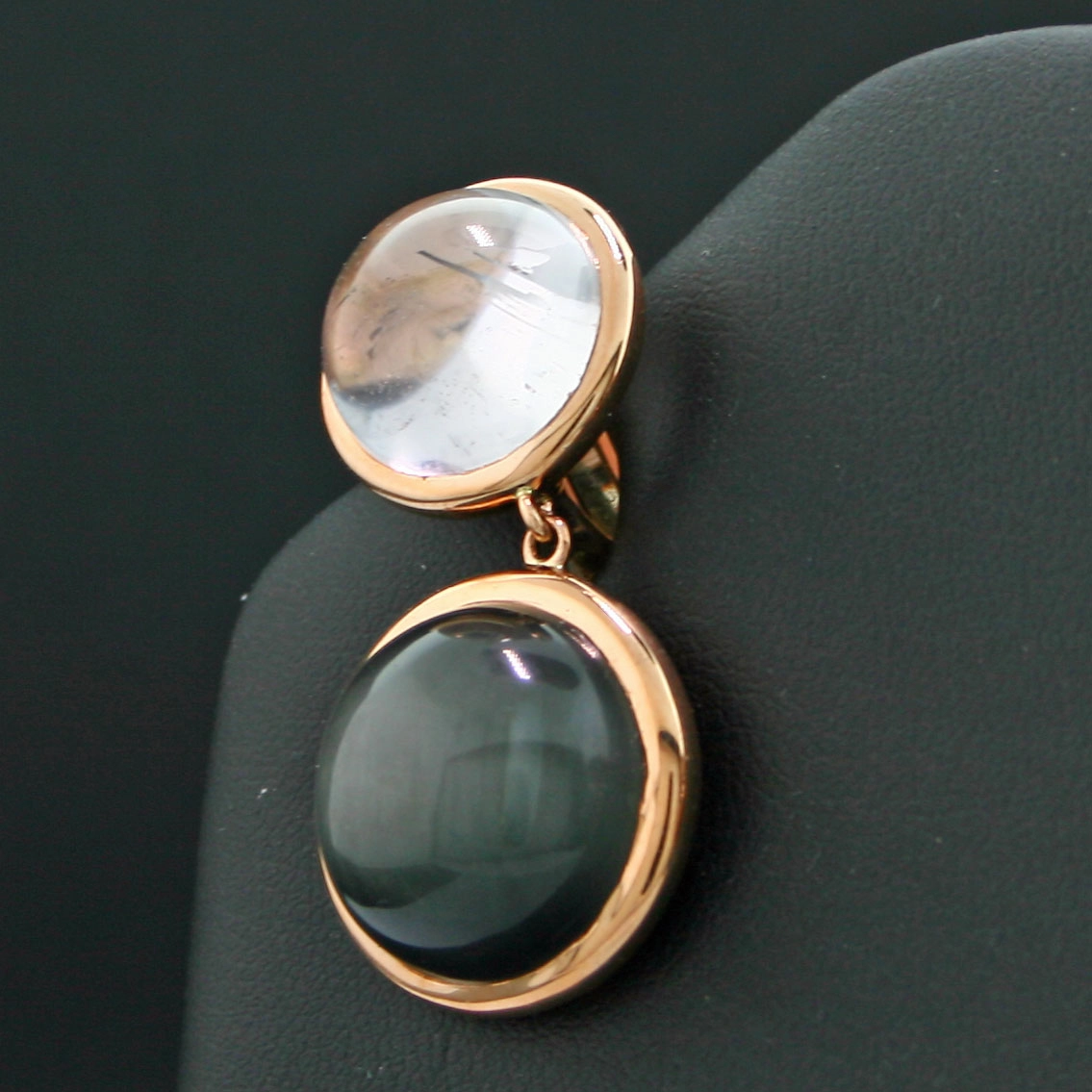Kunzit-Quarz-Ohrstecker mit Clip, 750er-Gold, Rosegold