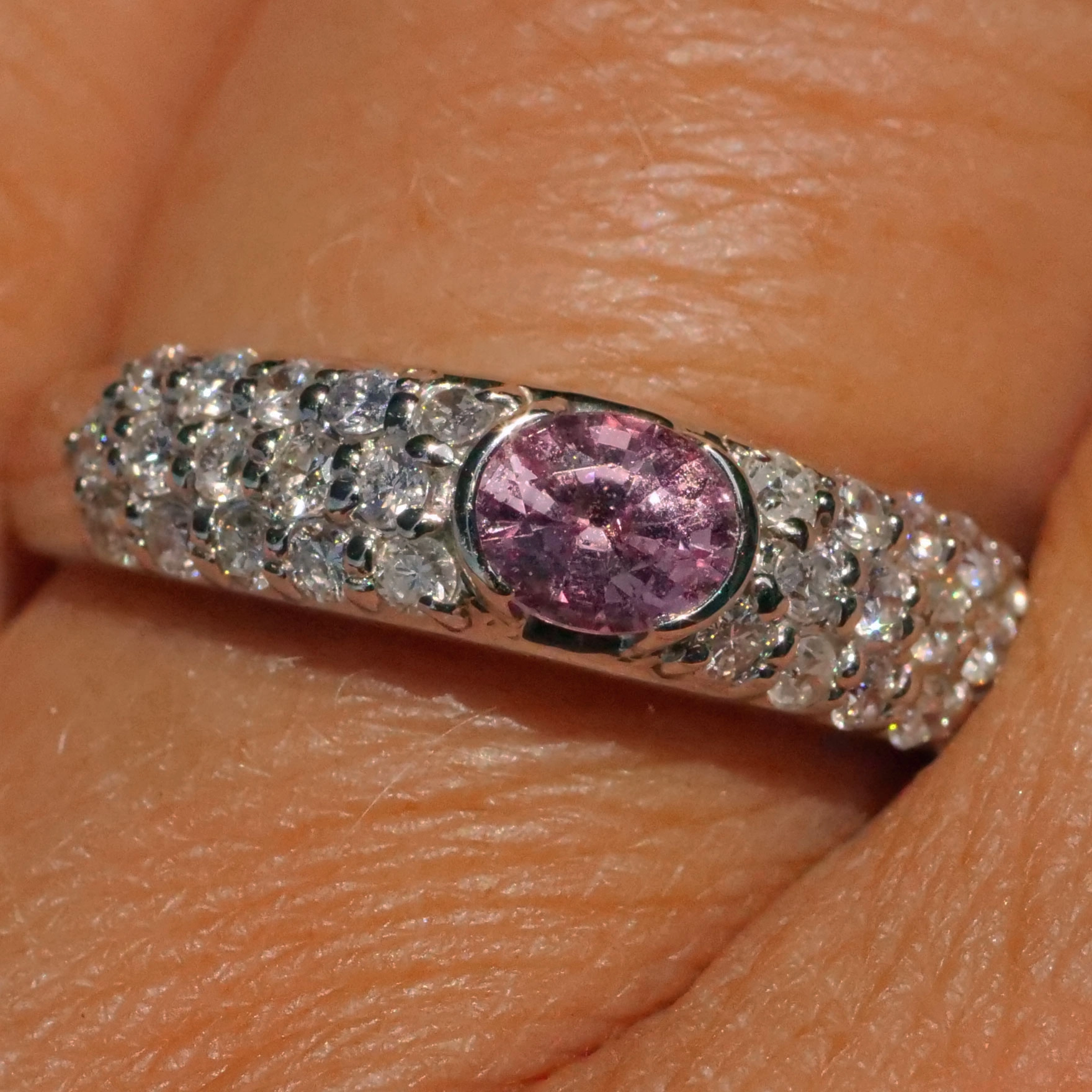 Pink Saphire Brilliant Ring 900 Platinum 0.51 0.50 ct Hot Pink