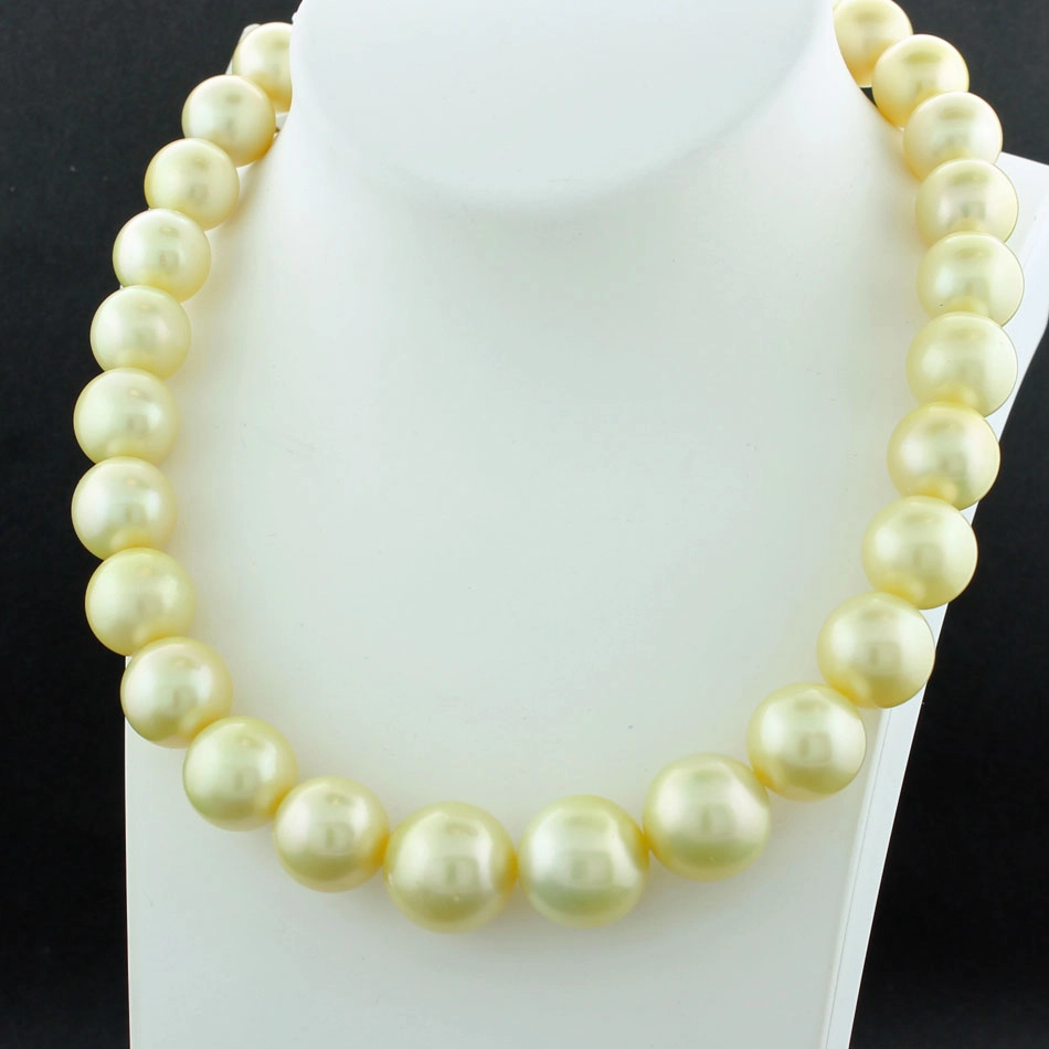 Südsee Zuchtperl Collier 12-15,7 mm lemongelb rund