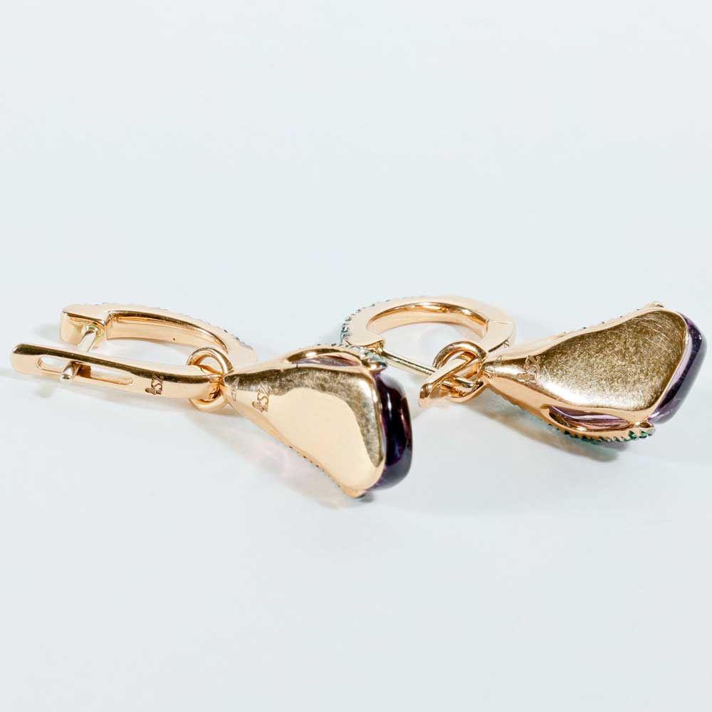 Amethyst Tsavorith Dangle Earrings 750 Rose Gold Fancy Special 5.5 ct 0.79 ct