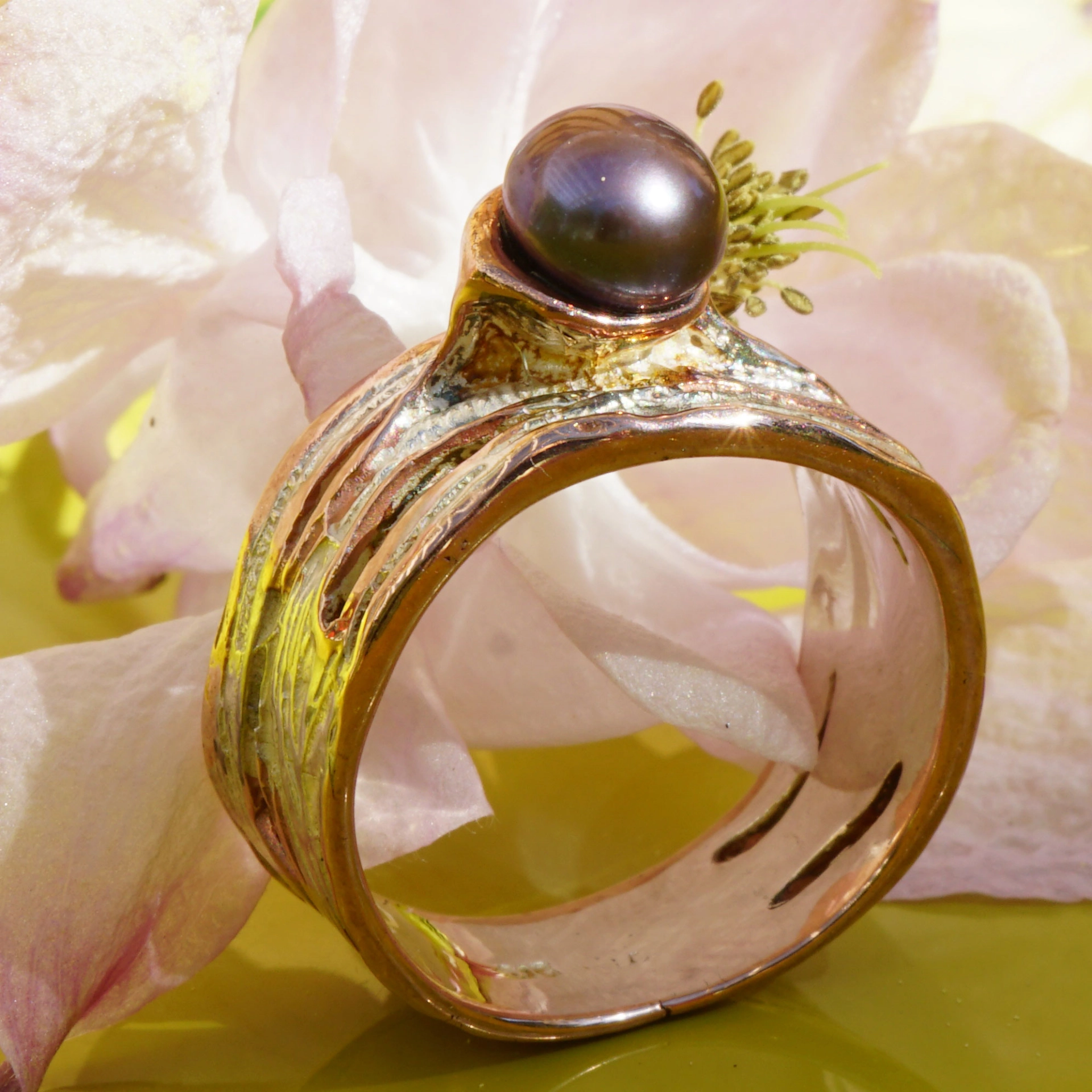 Pearl Ring...Silver...rough Sea...handcrafted