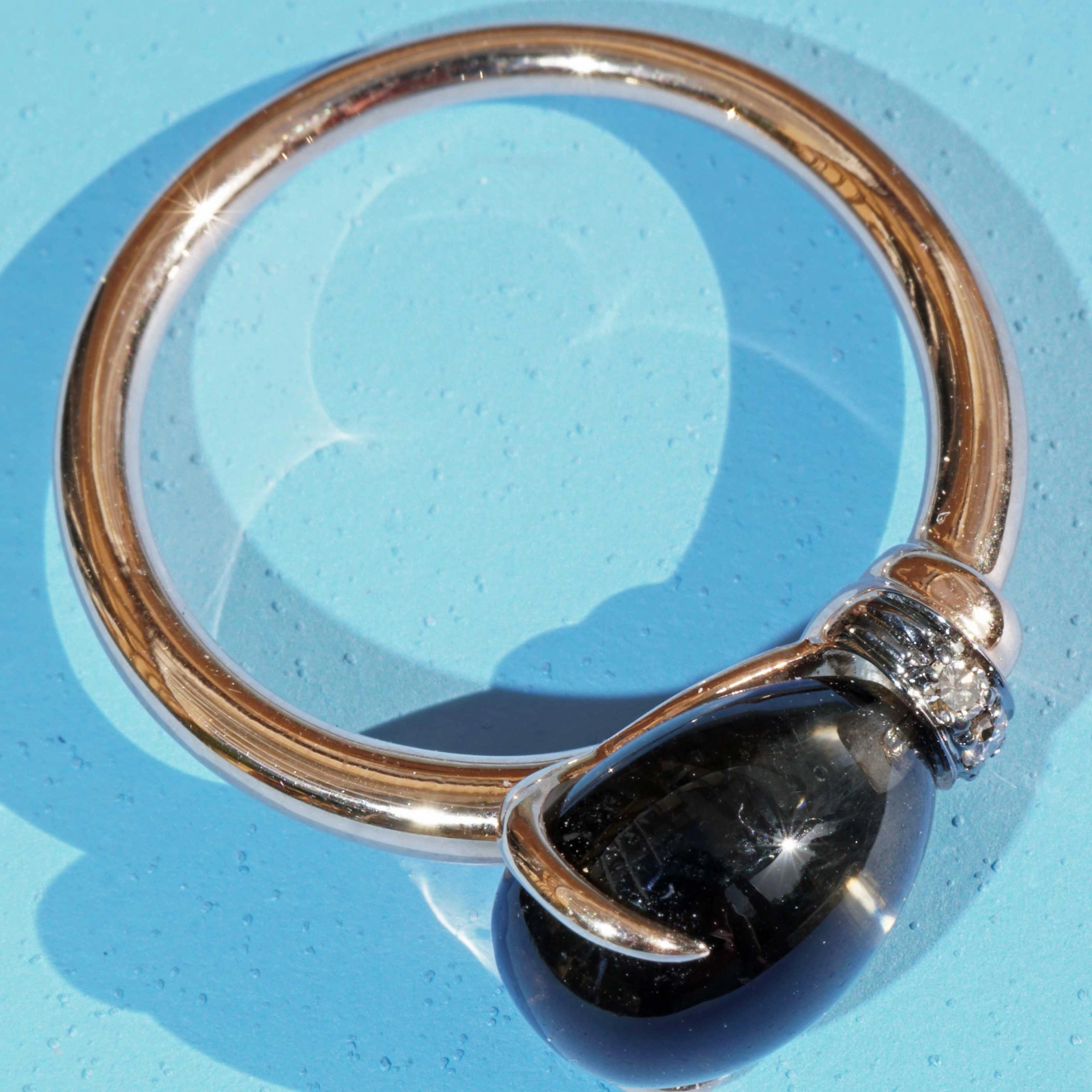 Drop Ring ...soo sweet...with smokeyquartz and brown diamond...made in Italy