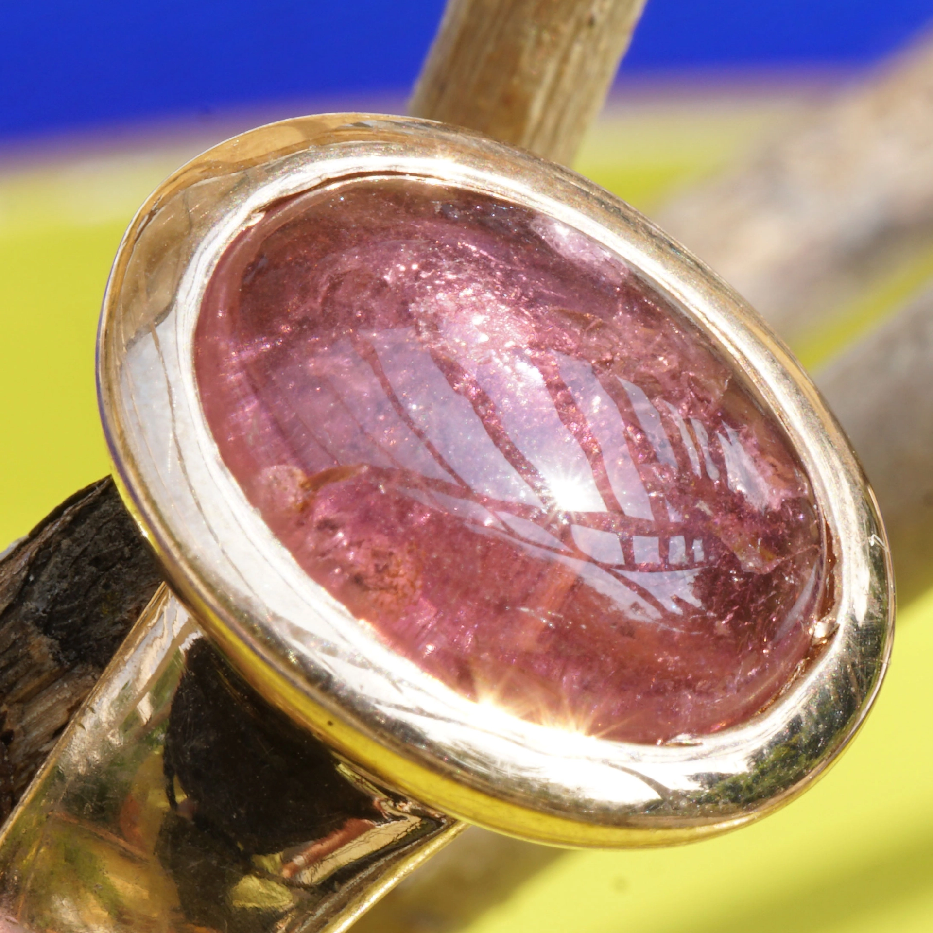 Tourmaline Ring Silver Rosegold plated pleasently wearable