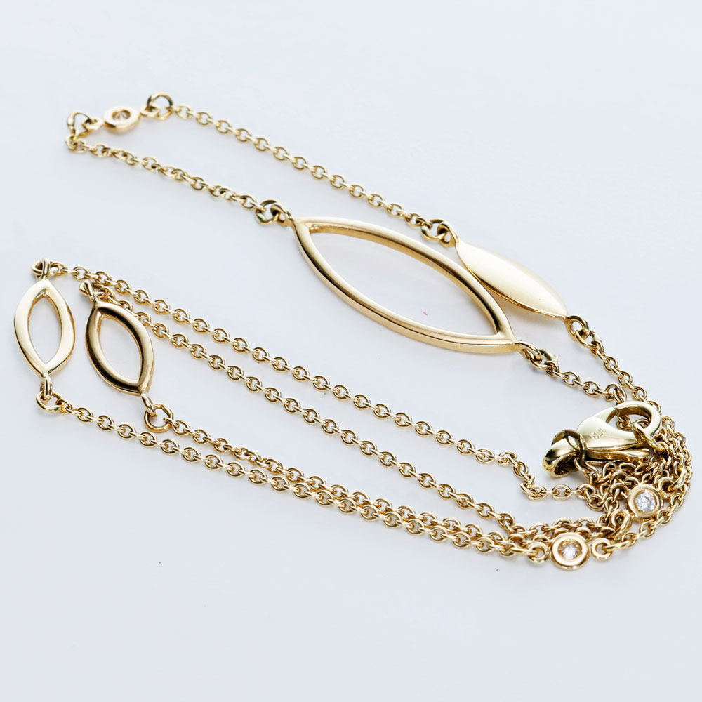Brilliant Necklace by Silhouette Jewellery Pforzheim in 585 Yellow Gold 0.06 ct W SI
