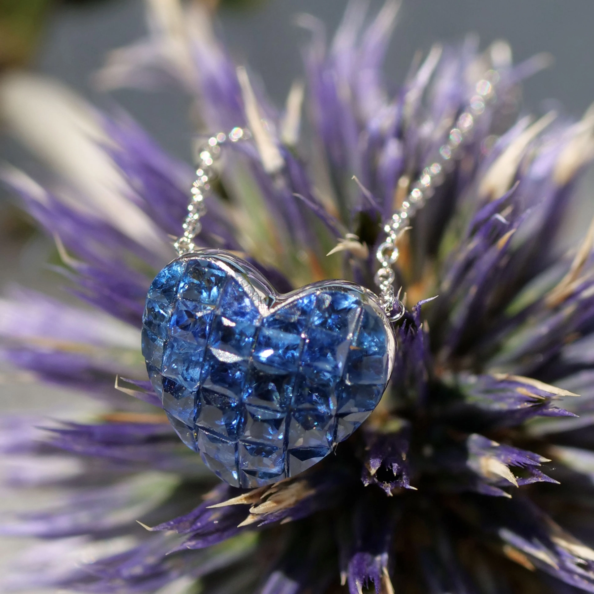 Saphire Pendant...invisible Setting....appears like a big Saphire