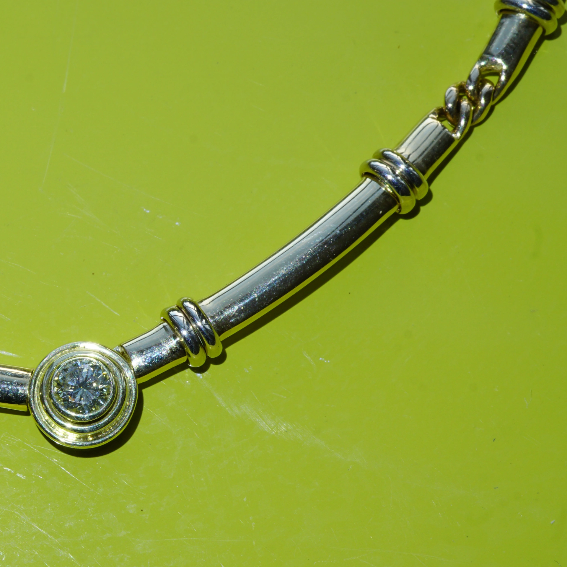 Diamond Necklace 0.42 ct M IF .....a good investment...24,3 grams 585/14kt Yellowgold