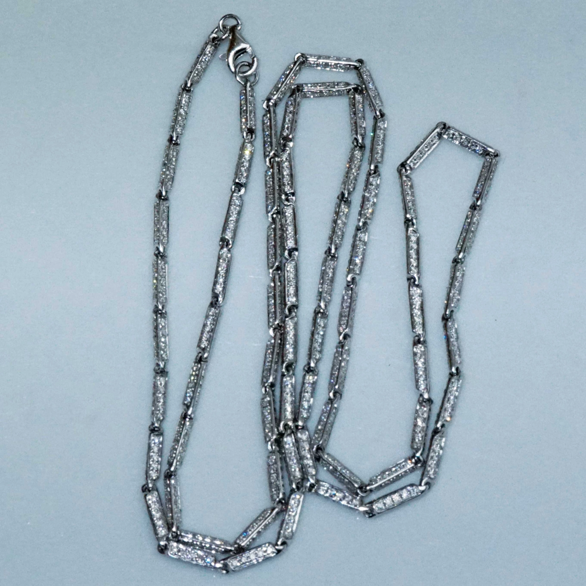 Brilliant Necklace 6.65 ct made with 1050 Diamonds 18 kt White Gold..Opera Lenght with 70 cm