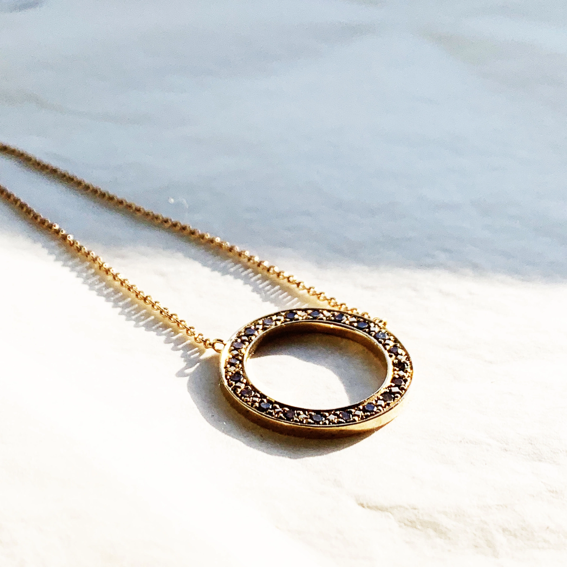Brillant Collier 585er Rosegold 0.30 ct cognac / SI 20 mm D. Handarbeit