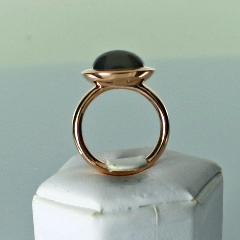 Chilango Ring Calzedony 925 Silver rose goldplated modern shape 17 mm Rw