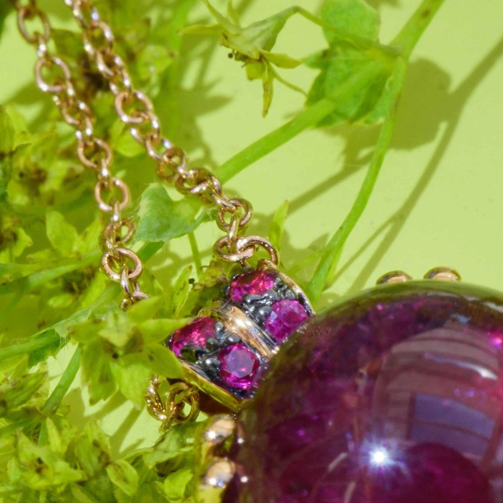 Tourmalin Saphire Necklace 18 kt Rose Gold.sweet Bubbles..round Gemstone
