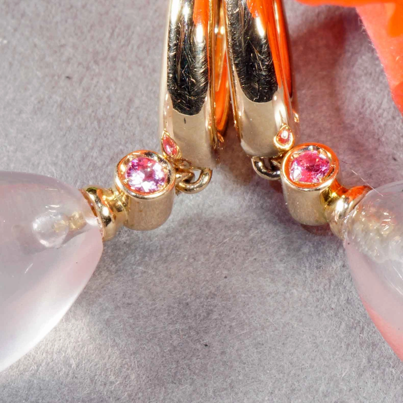 Rosequartz and pink Saphire ...ideal Kombination for modern Earrings made in Italy