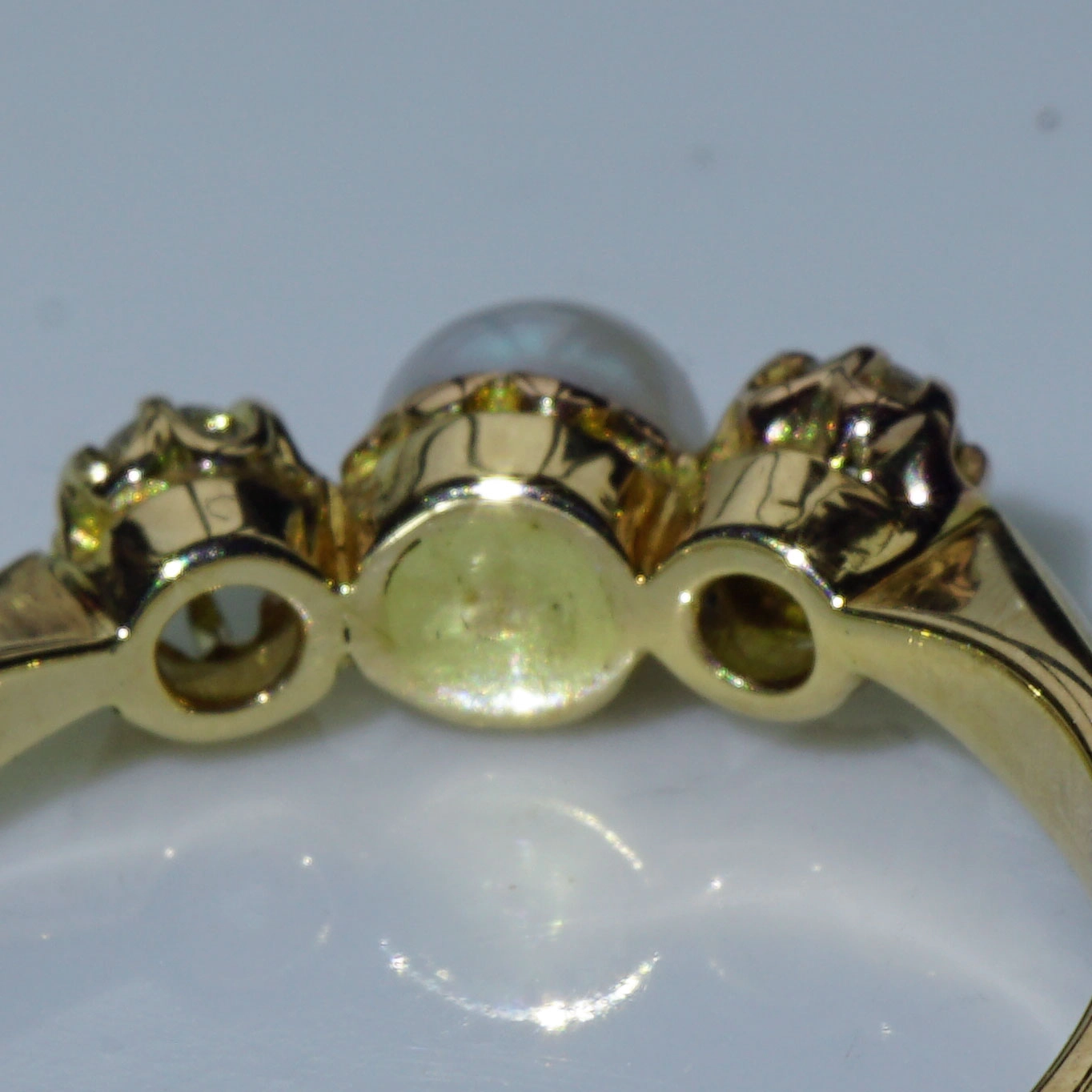 Oldcut Diamond Pearl Ring 14 kt Gold...about 1910