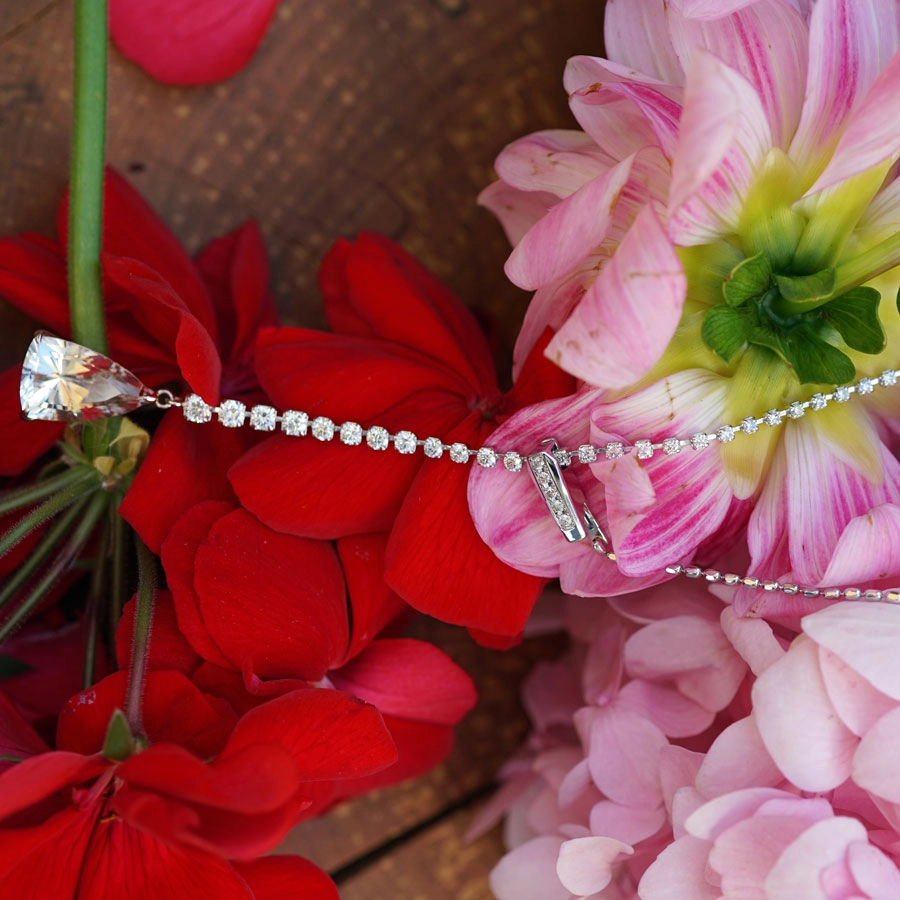 Topas Brillant Collier 900er Platin