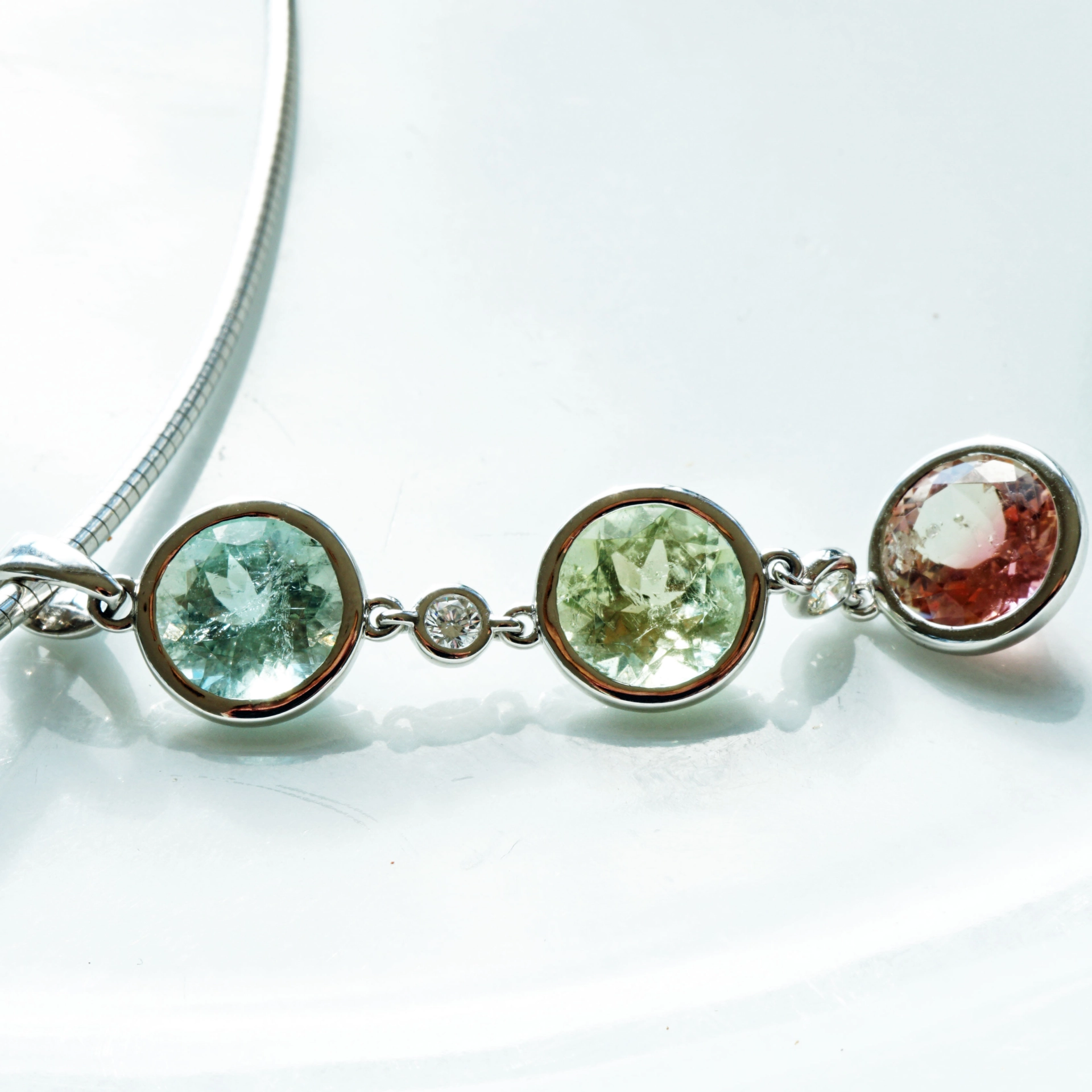 Turmalin Diamond Pendant in its greatest natural Pastel Colors