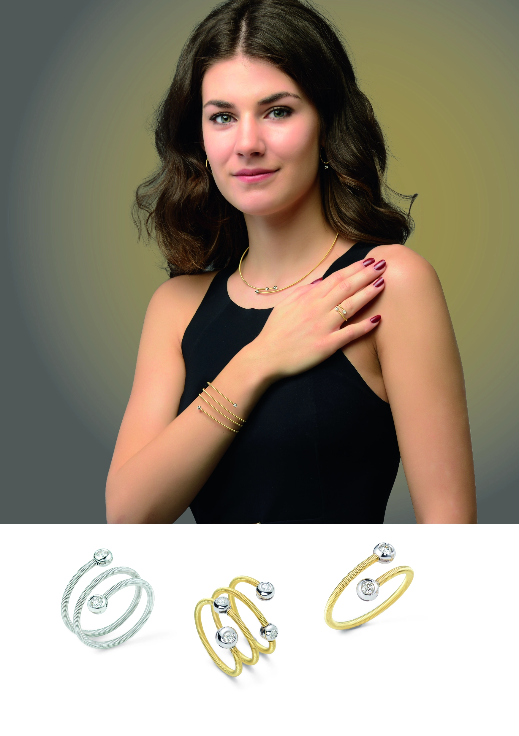 Brilliant Ring Ivy 18 kt Yellow Gold Wire Wrapping Präzion from Jewelery Silhouette Germany