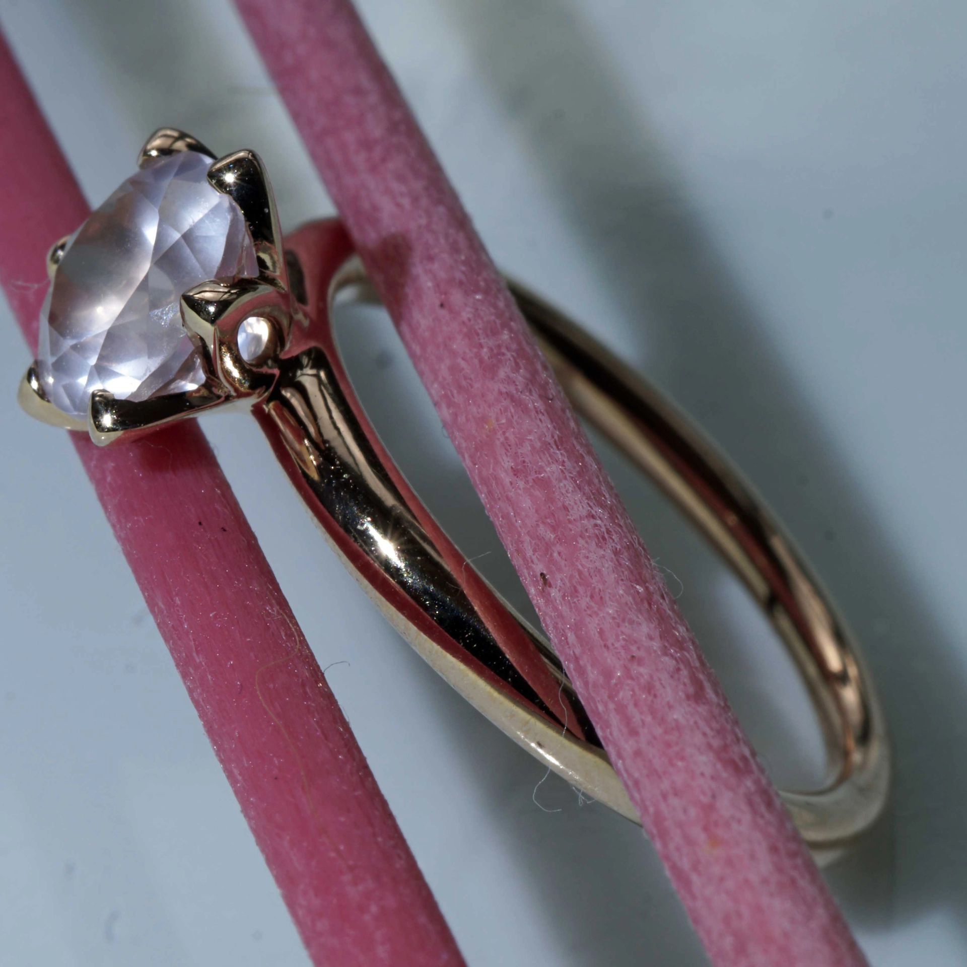 Bestseller Combination Ring made in Valenza...18 kt Rose Gold with Rose Quartz