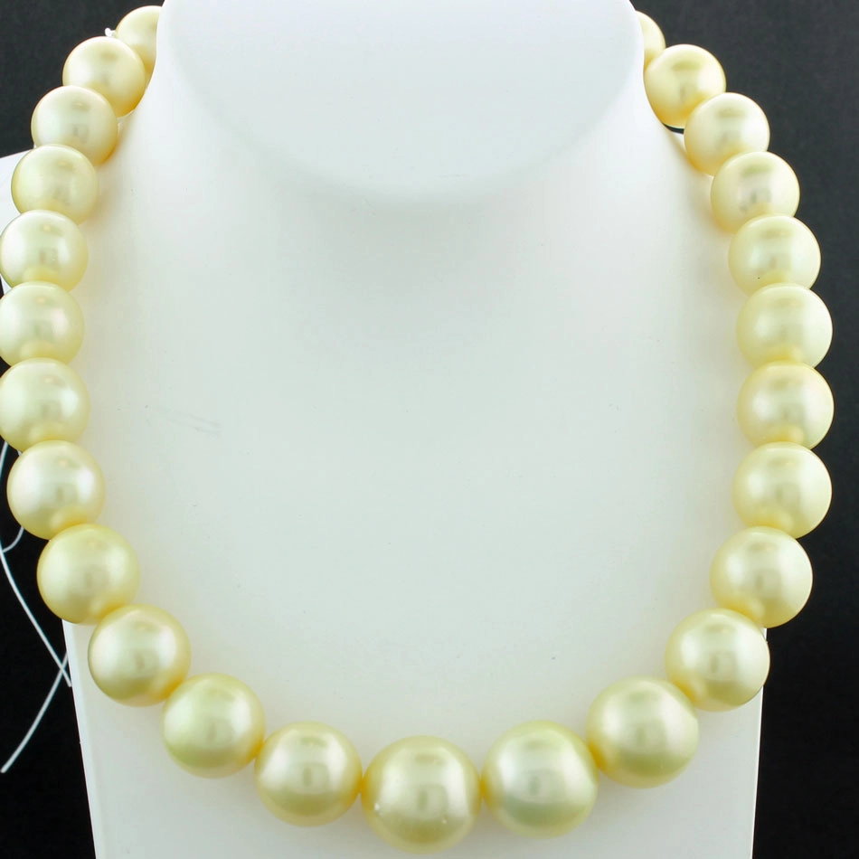 Südsee Zuchtperl Collier 12-15,7 mm lemongelb rund
