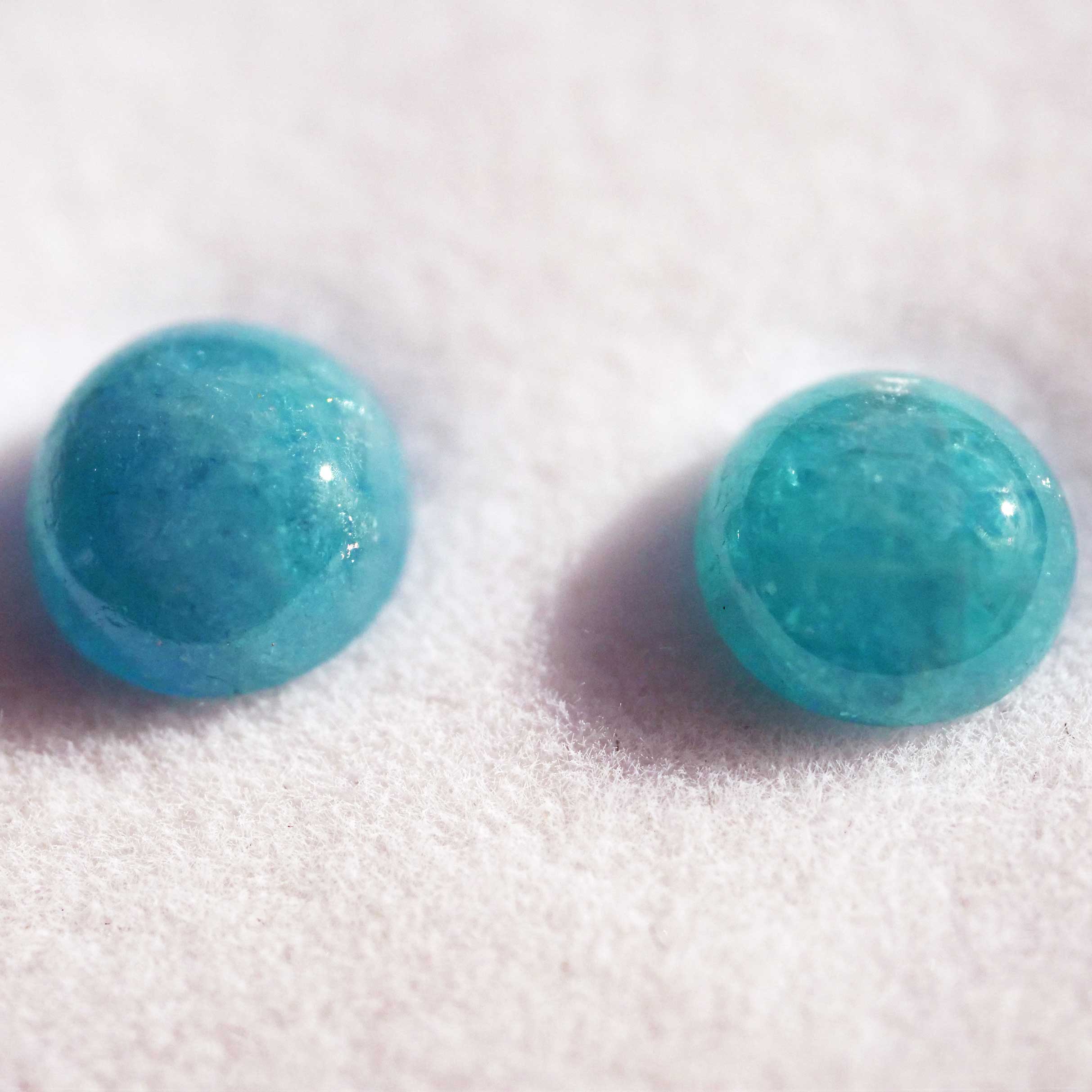 Paraiba Tourmaline Cabochons 1.6 and 2 ct Swimming Pool Blue vml. Brazil with GLA Certificate