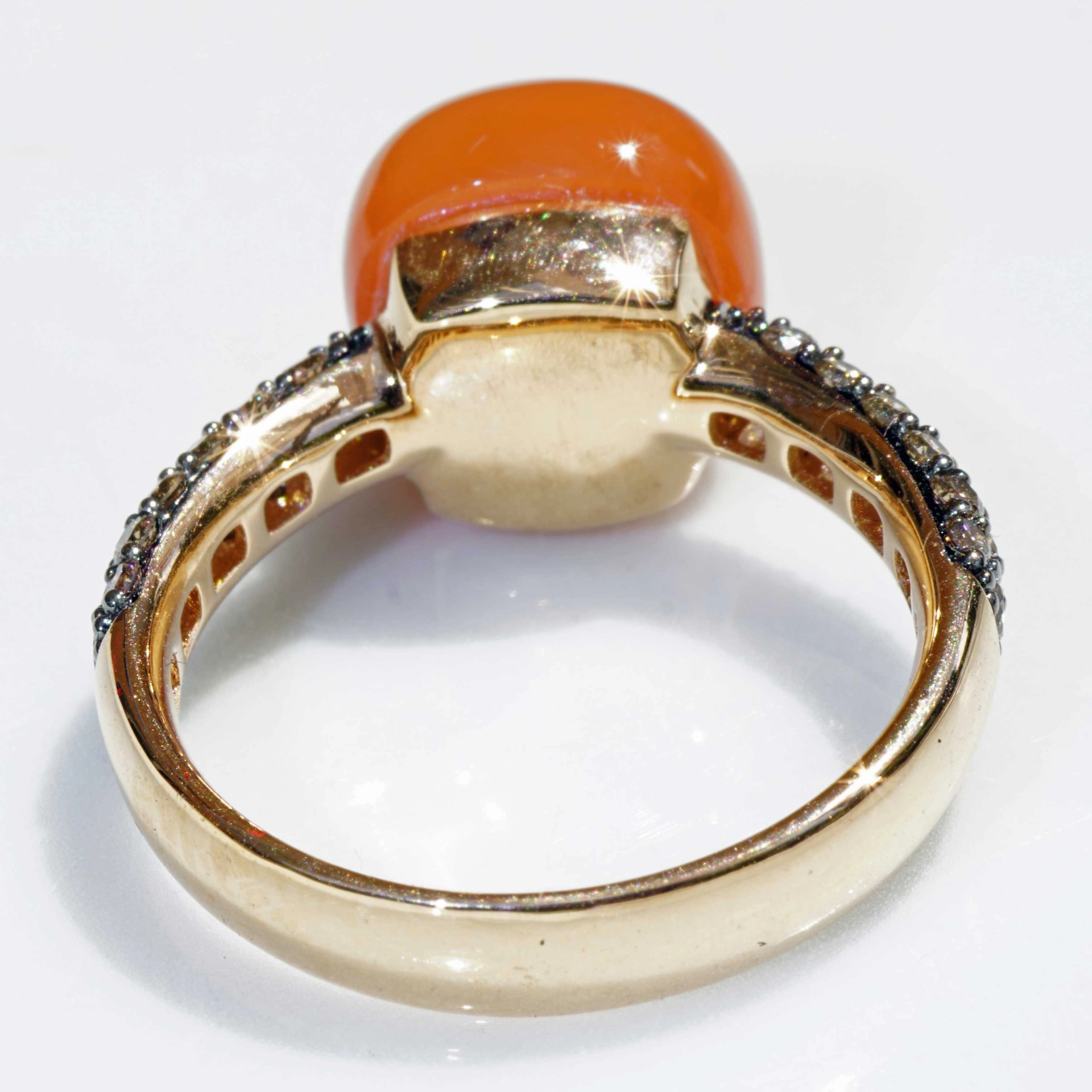 Moonstone Brilliant Ring 750 Rose Gold 7.30 ct 0.68 ct..elegant Winter Colors..liquid Impressions