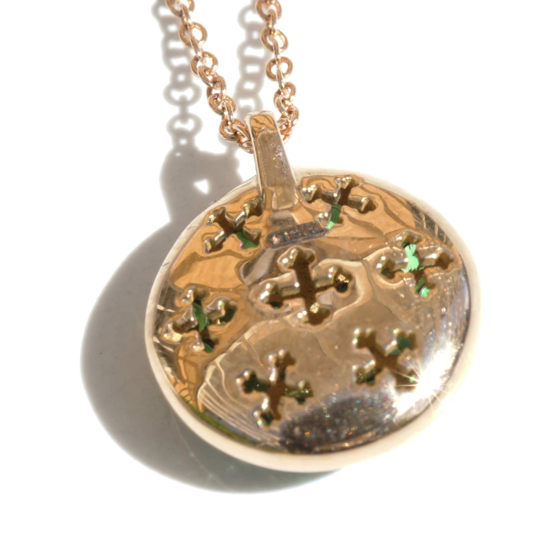 Tsavorith Cross Pendant with Chain 750 Rose Gold...what a Color
