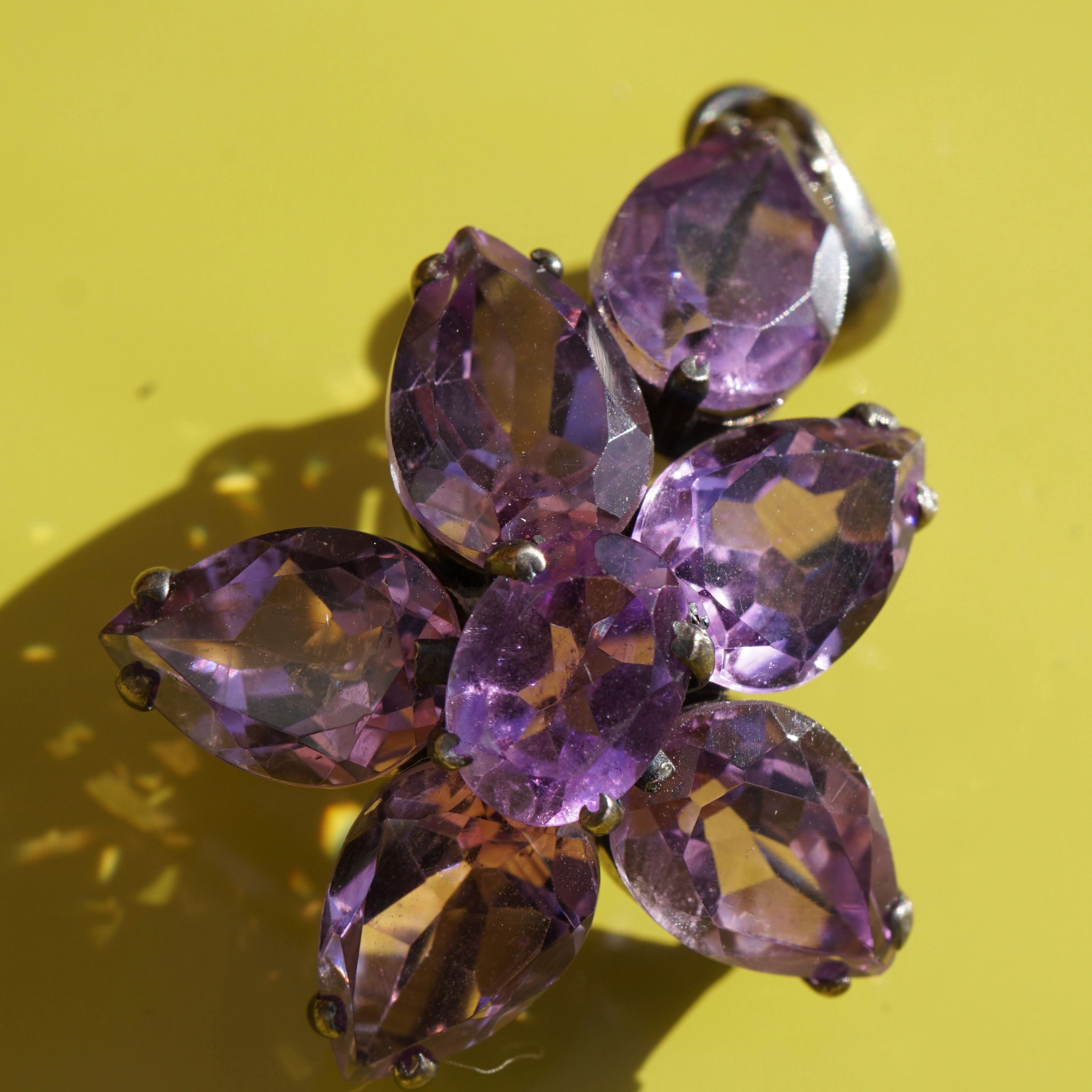 Amethyst Anhänger 925er Silber schwarz rhodiniert 35 x 20 mm Blütenform