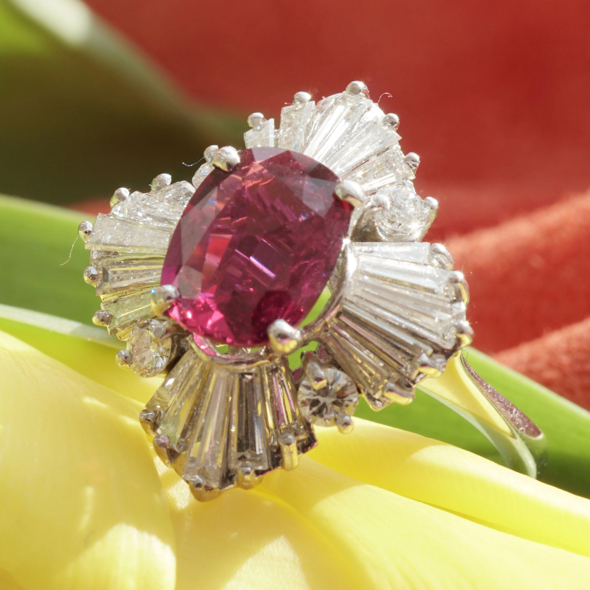 RUBIN Diamant Ring 2 ct AAA+ 1.80 ct weiss lupenrein 585er Weissgold