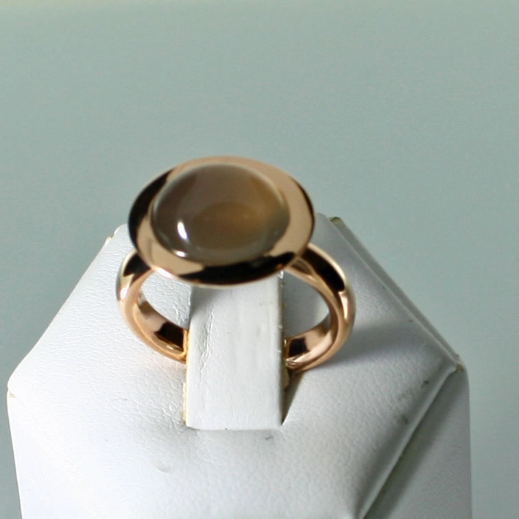 Chilango Ring Calzedony 925 Silver rose goldplated modern shape 17 mm Rw