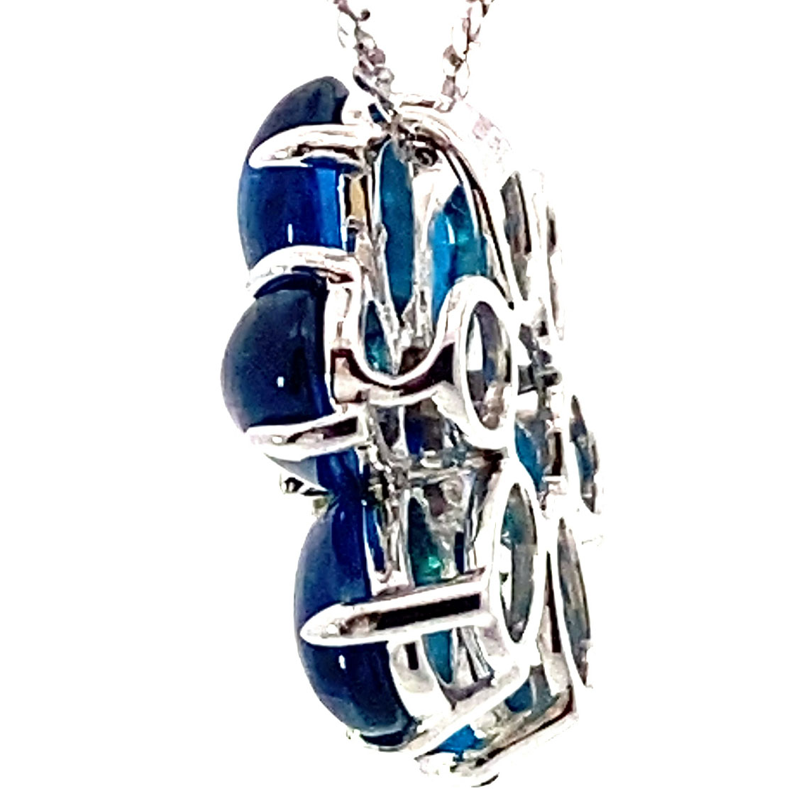 Pendant NEON Colors Apatite and Brilliants 18 kt White Gold 5.45 carats with Chain