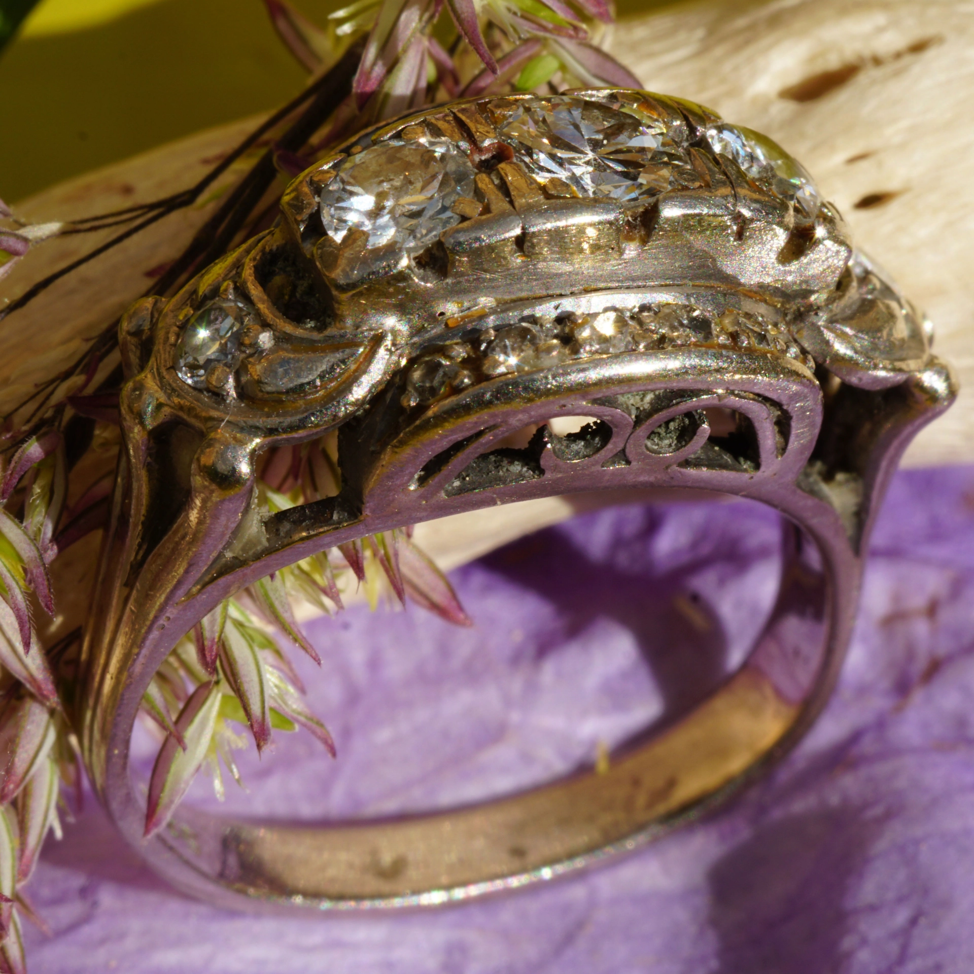 Diamond Ring 1950 with 0.50 ct Diamonds....Art Deco Style