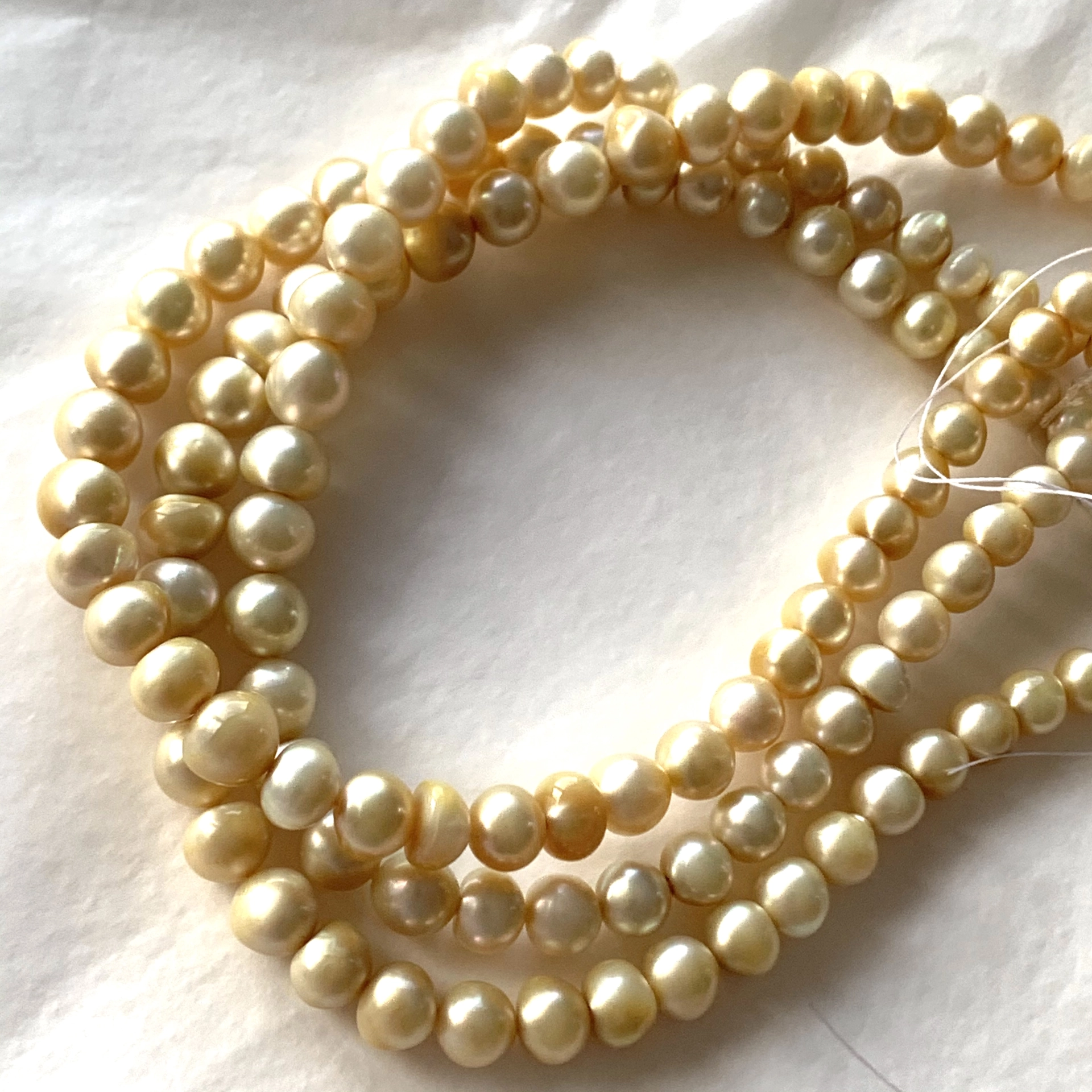South Sea cultured pearl strand lemon yellow