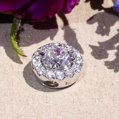Pendant 18 kt White Gold Round full cut Brilliant 1.00 ct E  SI1  GIA report