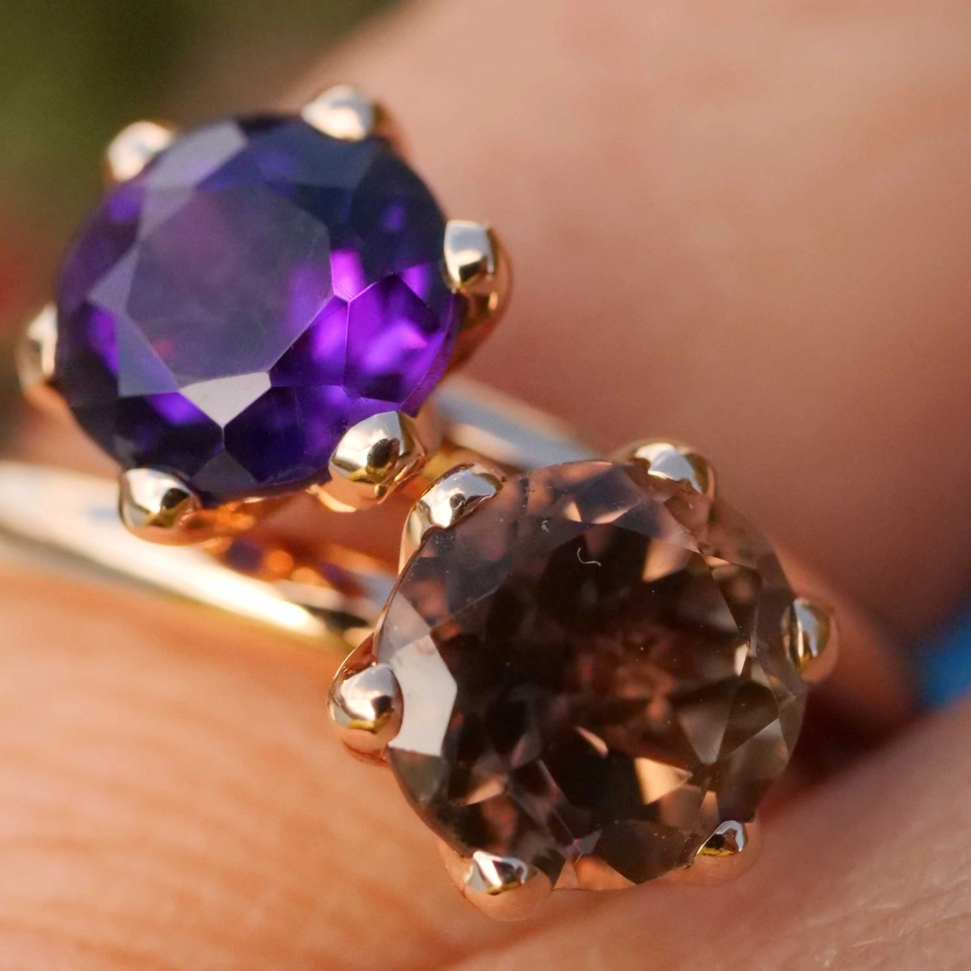 Bestseller Combination Ring made in Valenza...18 kt Rose Gold with Amethyst