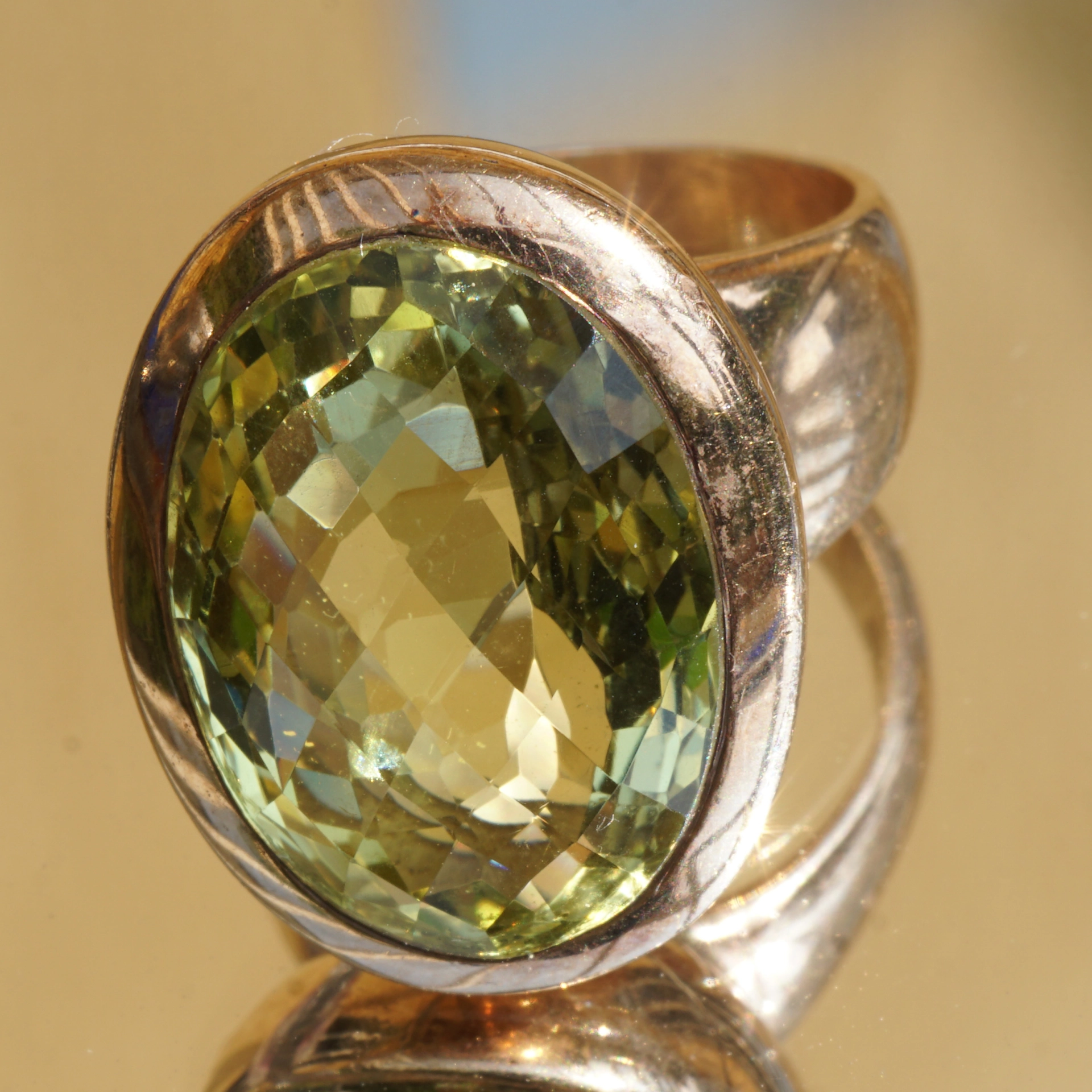 Lemoncitrin Ring 18 ct Silver Rosegold Plated....Wow Jewelry