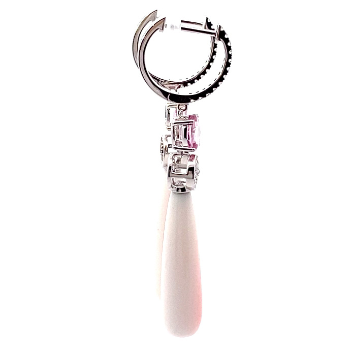 Spinel Brilliant Mother of Pearl Earrings 750 White Gold 0.47 ct TW VS Mine Tajikistan 2.15 ct Great Pink