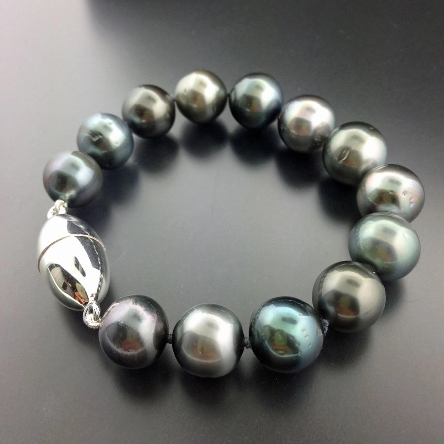 Tahiti-Zuchtperl-Armband, 9,3-13,8 cm, multifarben,