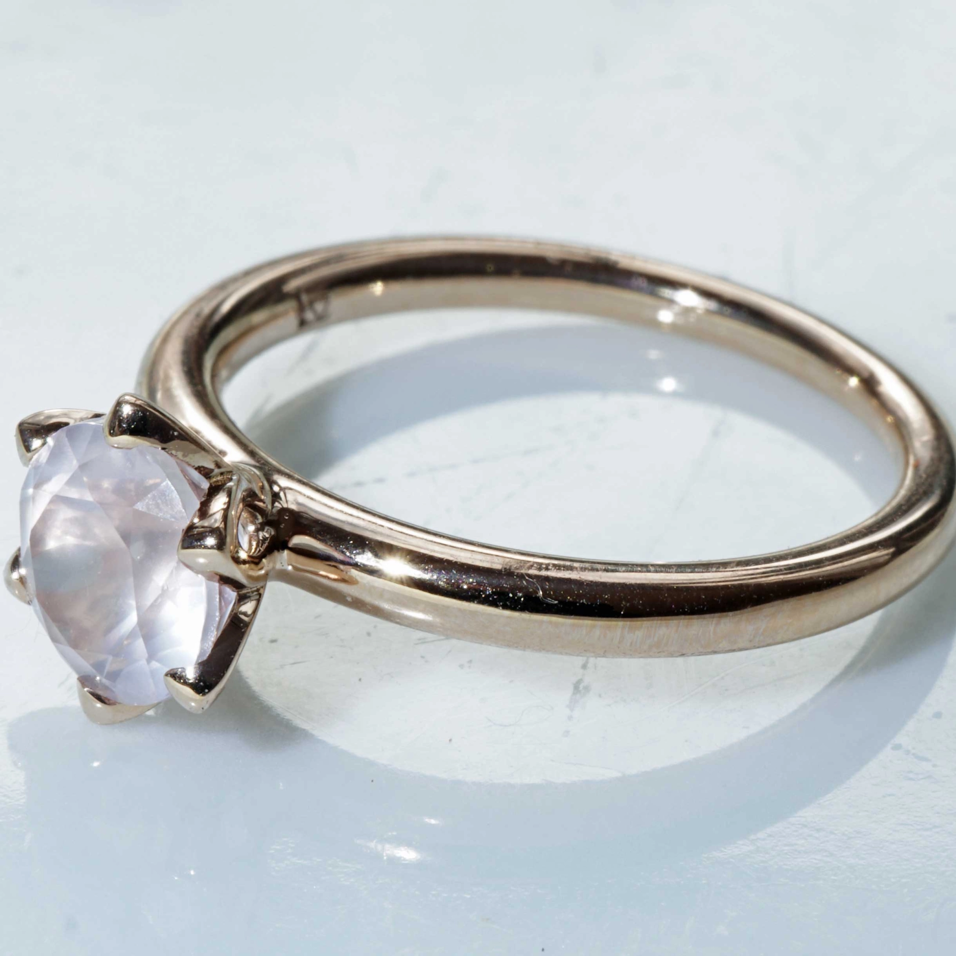 Bestseller Combination Ring made in Valenza...18 kt Rose Gold with Rose Quartz
