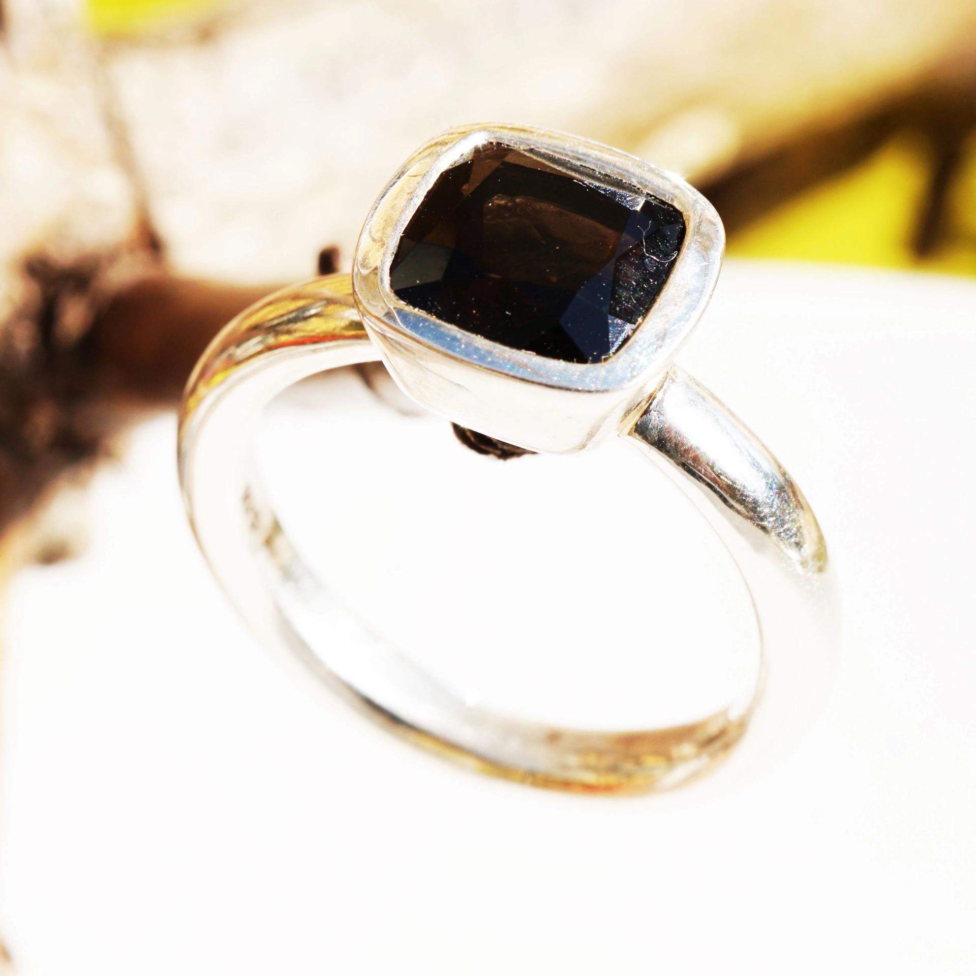 Chilango Ring Tutankhamun Smoky Quartz, 925 Silver