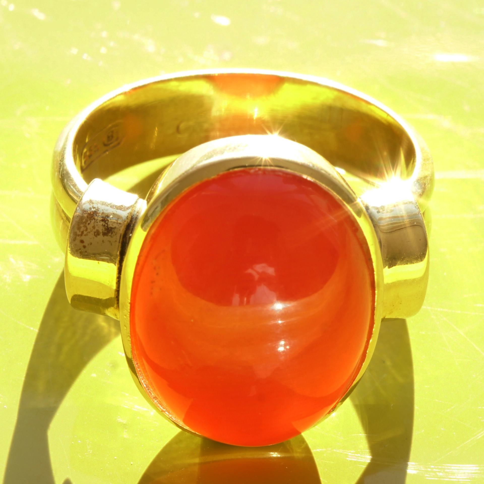 Sardegna Korall Ring 585er Gelbgold Vintage Mittelmeer Koralle 60er Jahre