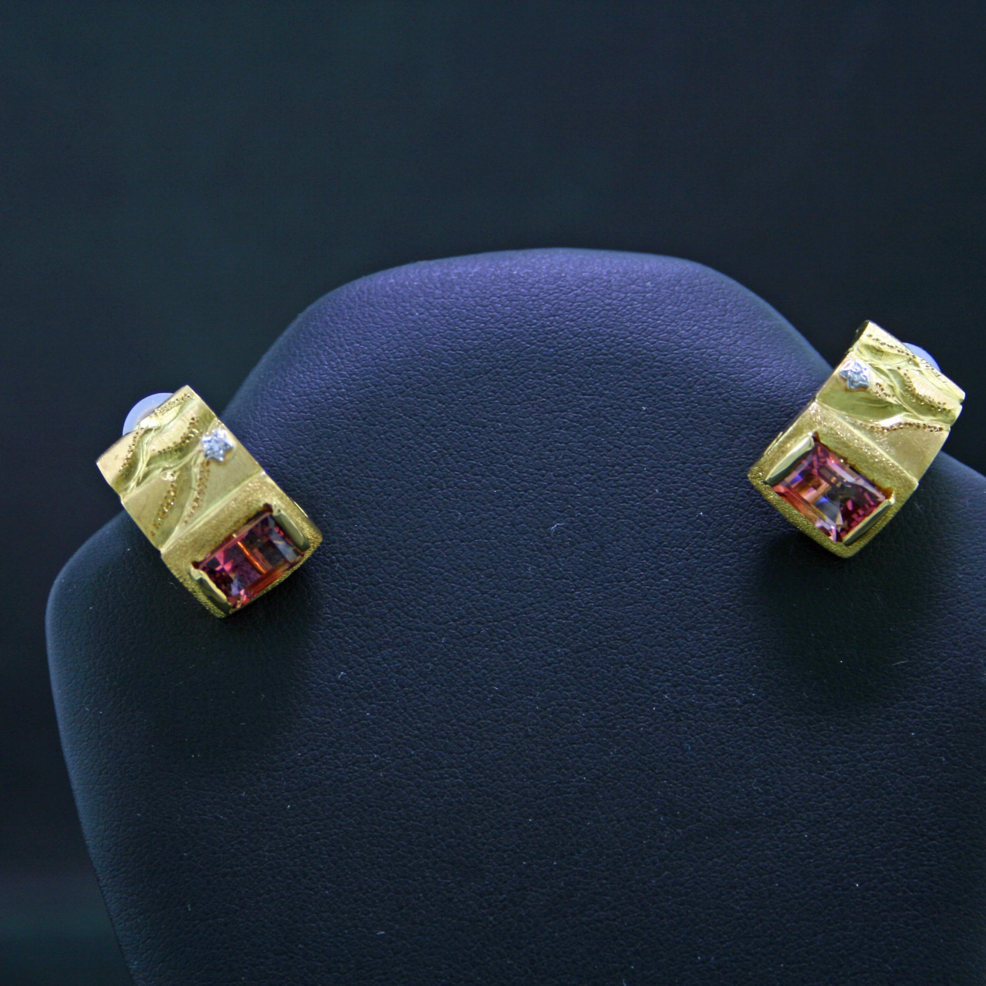 Turmalin-Brillant-Ohrclips, 750/-GG.